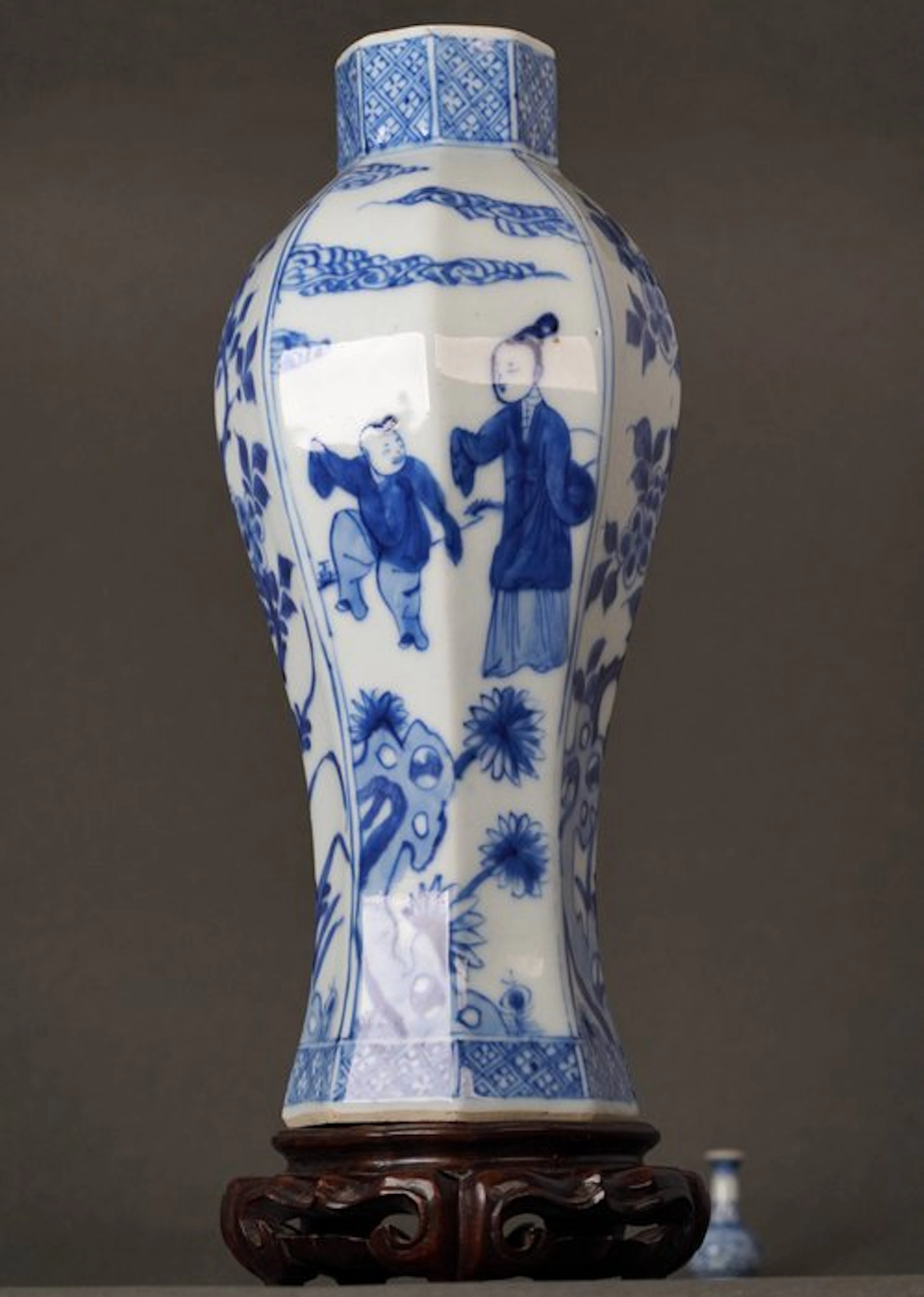 Vase - Porcelain - Ladies with Playful Boys in Clouded...