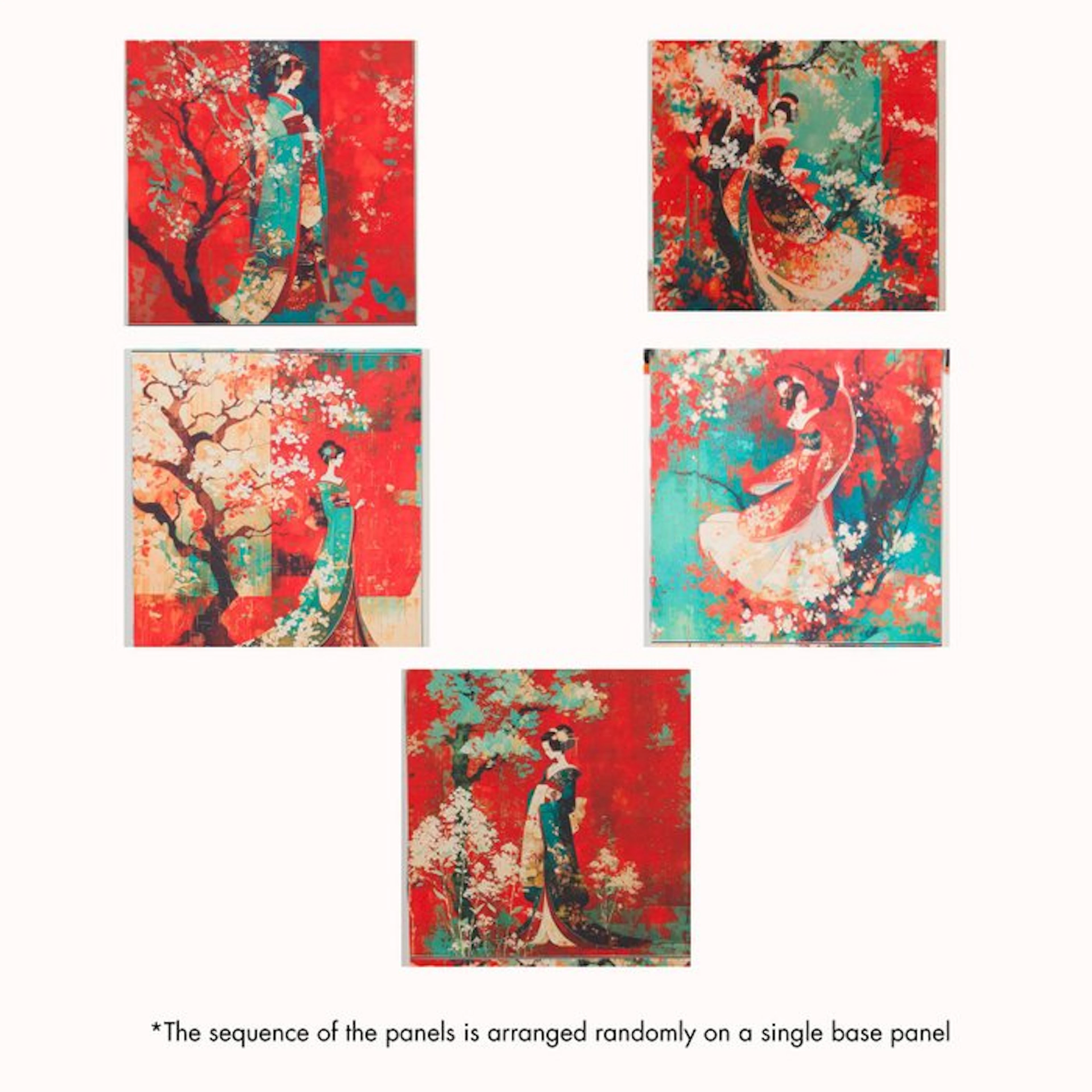 AA198 - Set of 5 Decorative Fabrics with Geishas –...