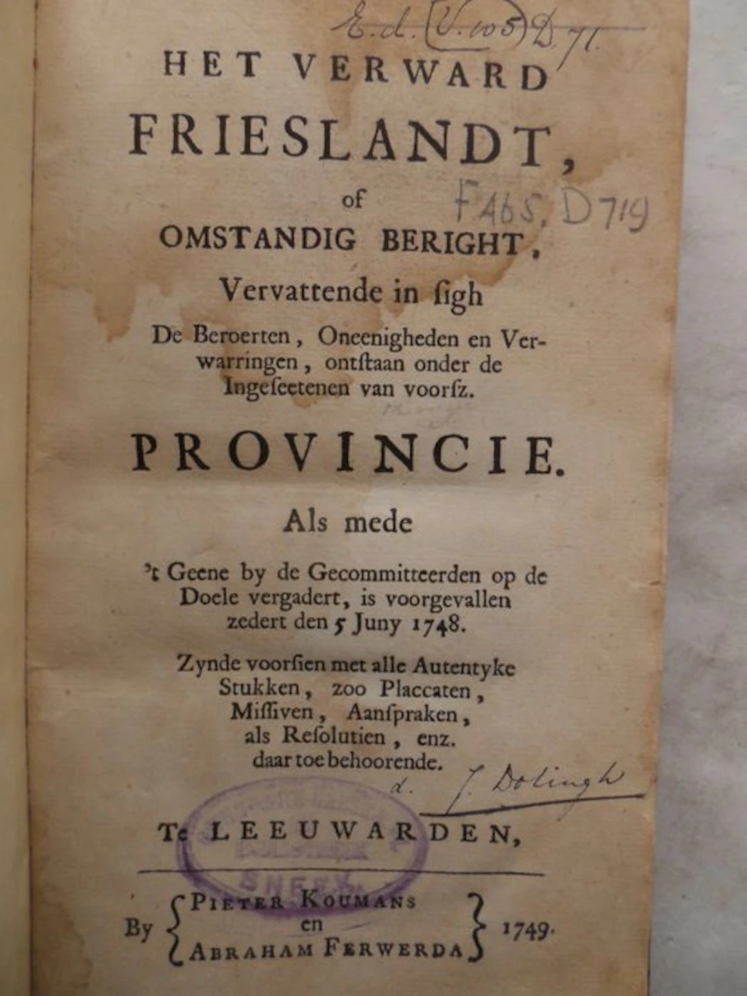 Johannes Dotingh - Het verward Frieslandt