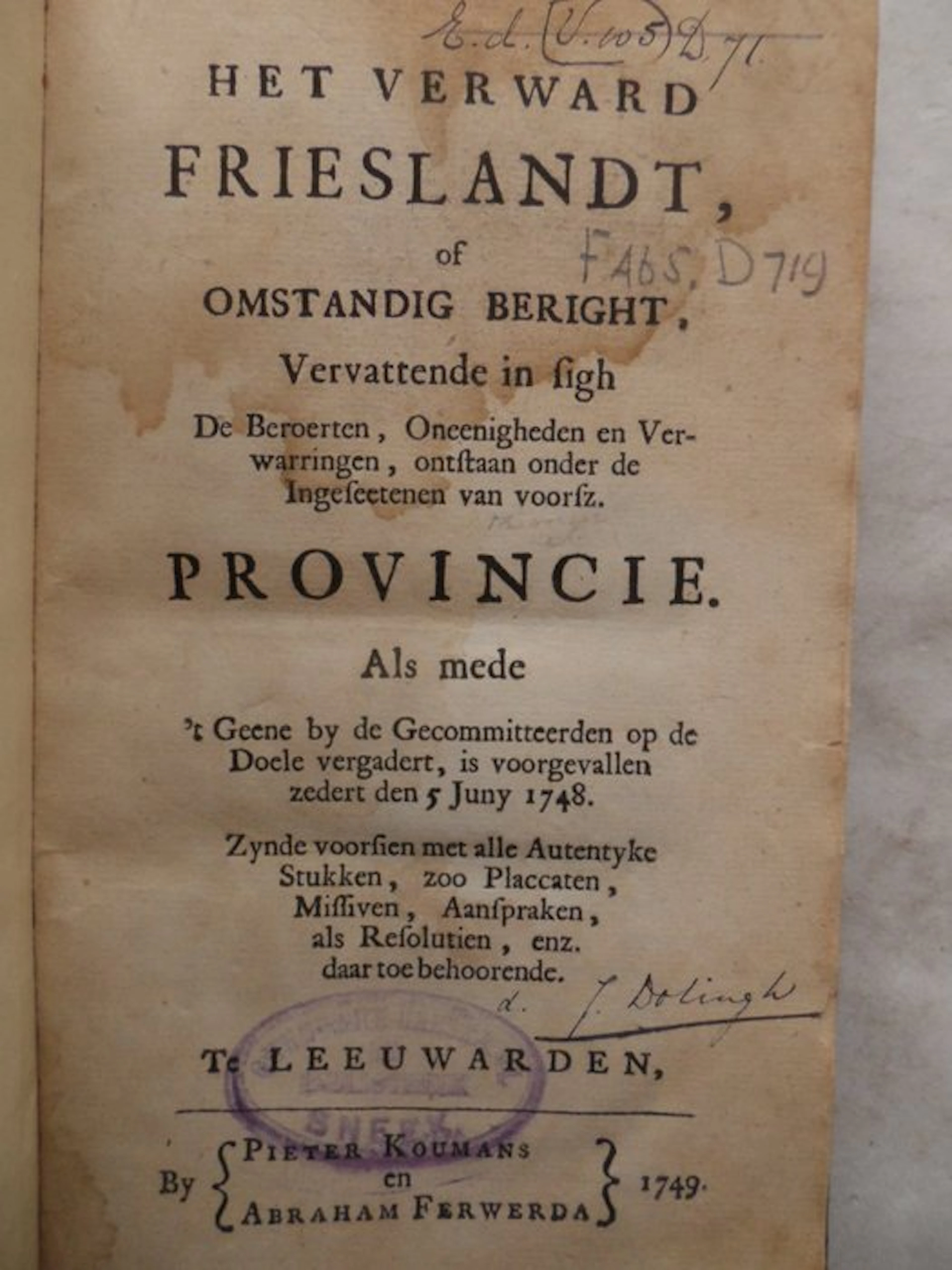 Johannes Dotingh - Het verward Frieslandt