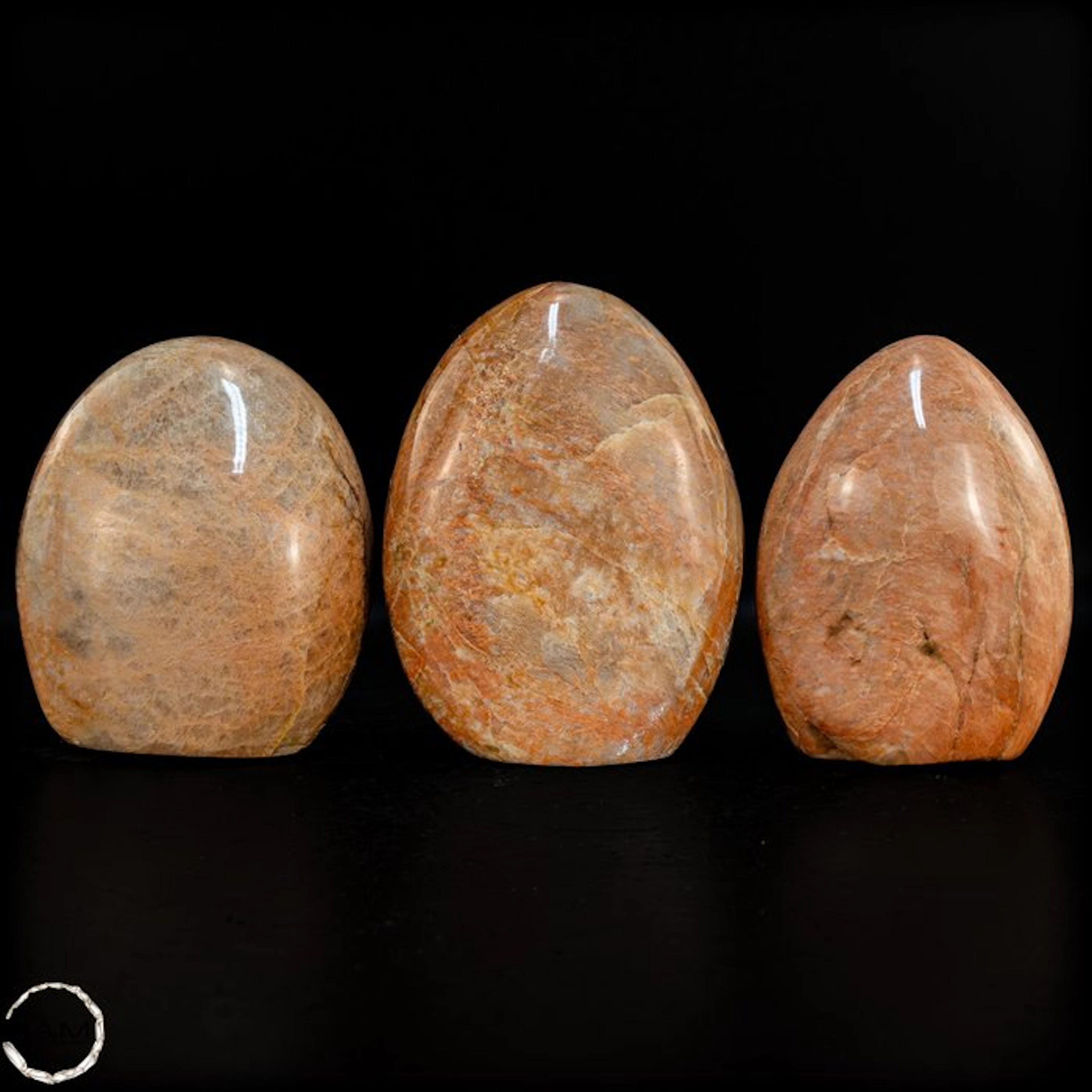 Peach Moonstone Freeforms – A harmonious trio in warm peach and apricot tones
