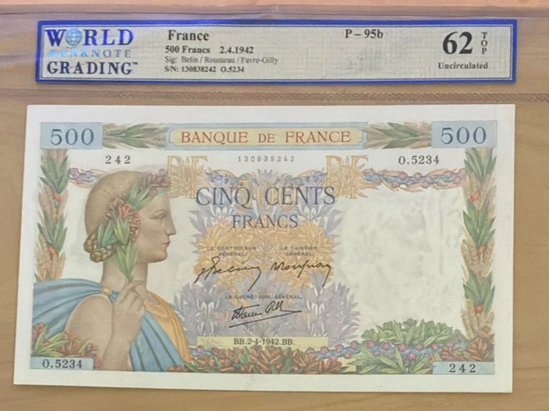 France. - 500 Francs - 1942 - Pick 95b (No reserve price)