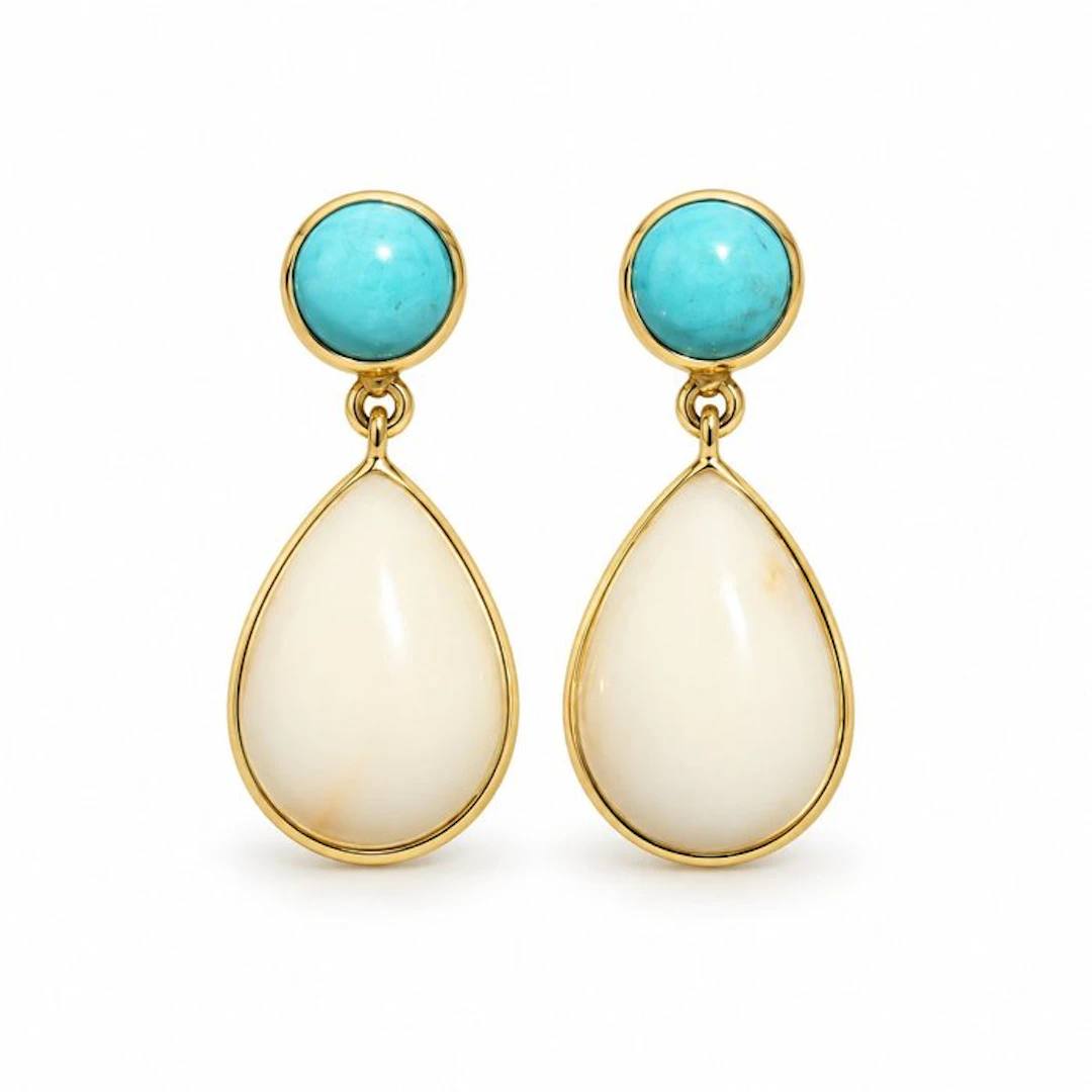 Coral - Silver, Gold-plated - Earrings