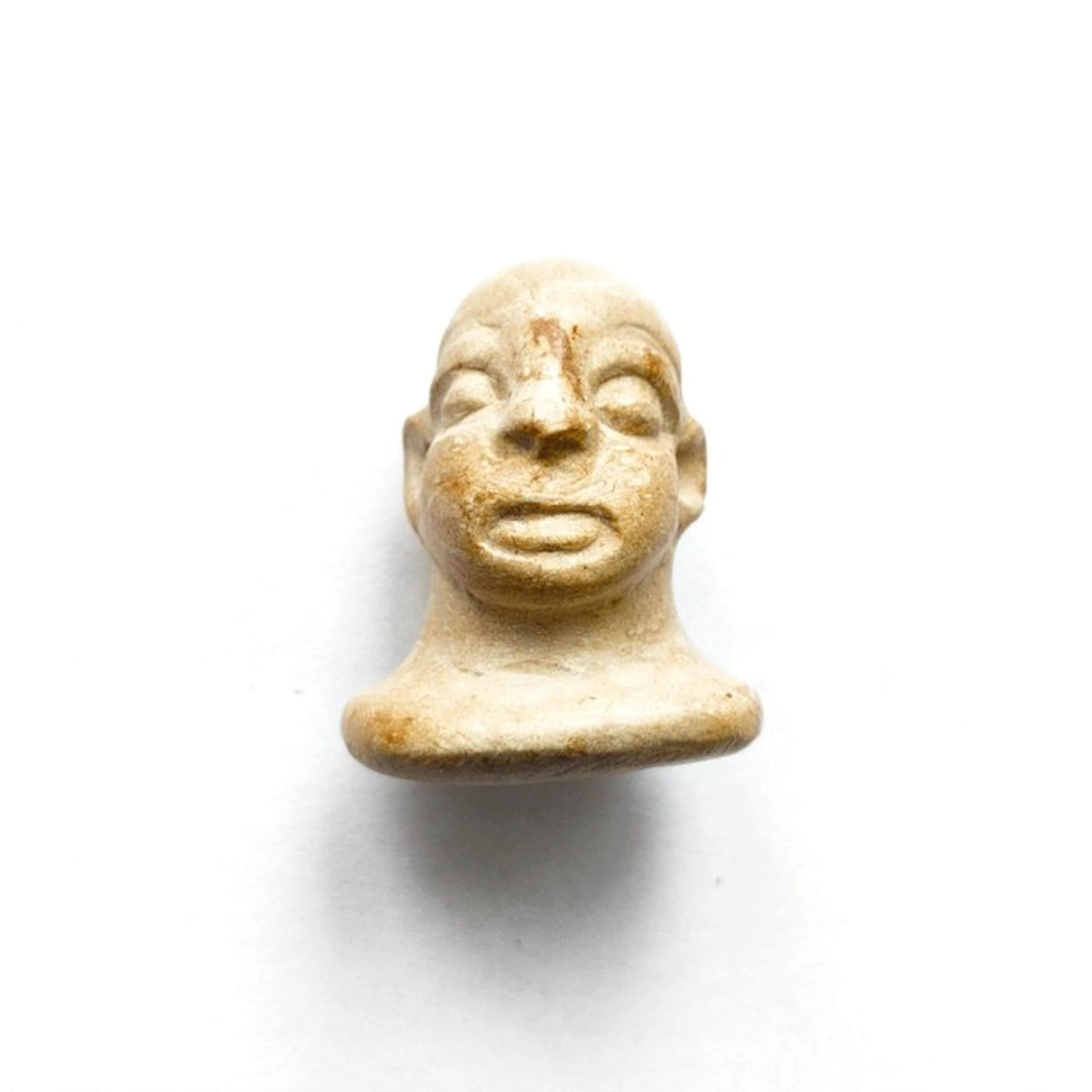 Ancient Western Asiatic Marble Idol Head Bead Talisman - 33 mm