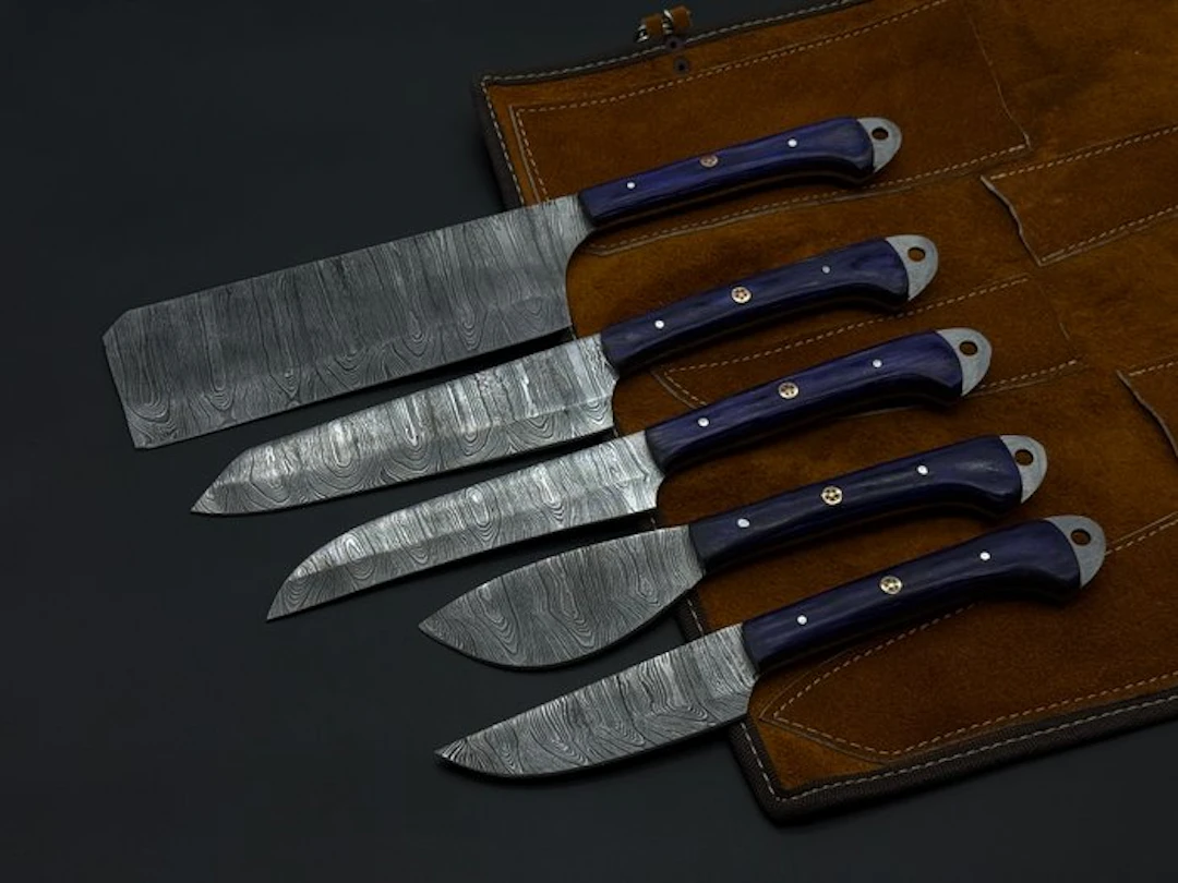 Japanese Style Kitchen Knife SET With Leather BAG...