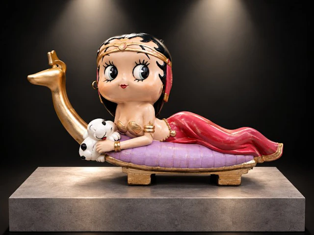 Statue, Betty Boop lying - 18 cm - polyresin