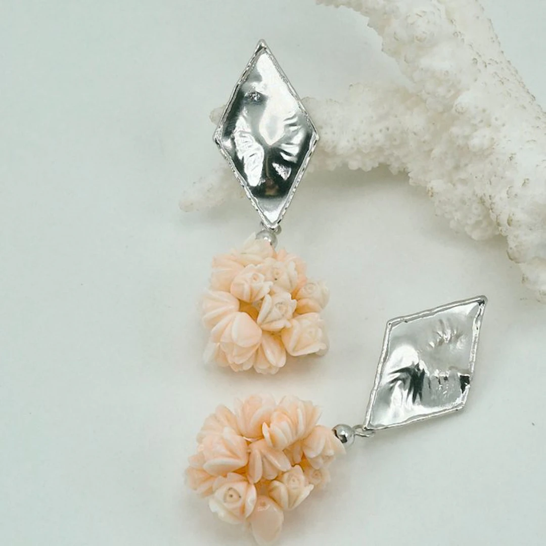 Coral - Silver - Earrings - PINK CORAL