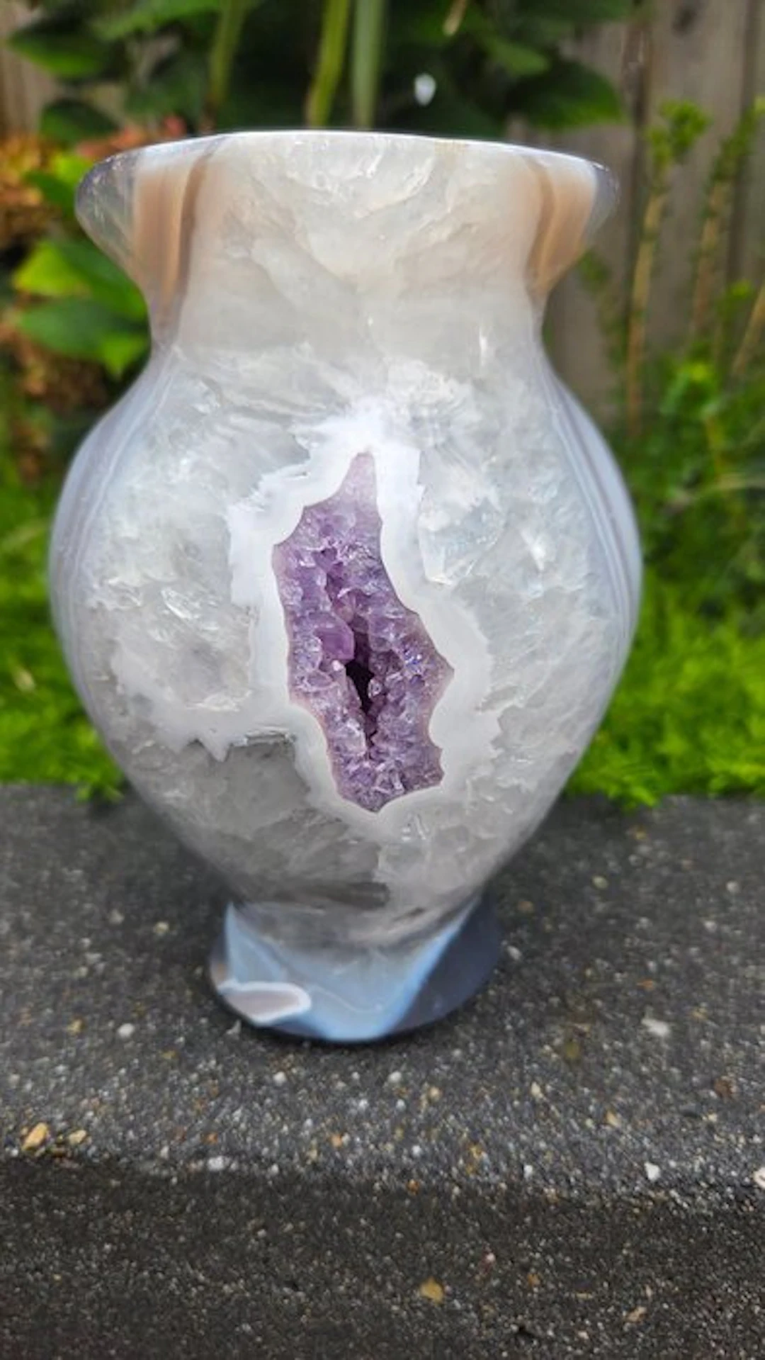 Agate rare agate/amethyst vase - Height: 15 cm - Width: 10.5 cm- 2 kg - (1)
