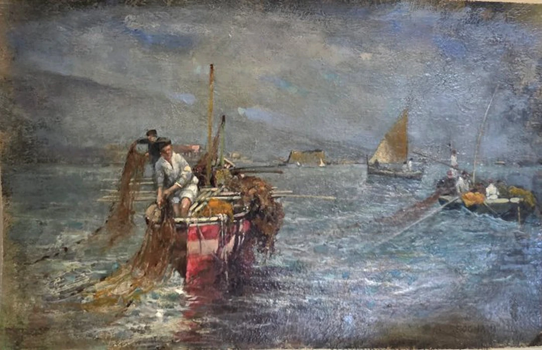 Roberto Scognamiglio (1883-1965) - Pescatori a Napoli