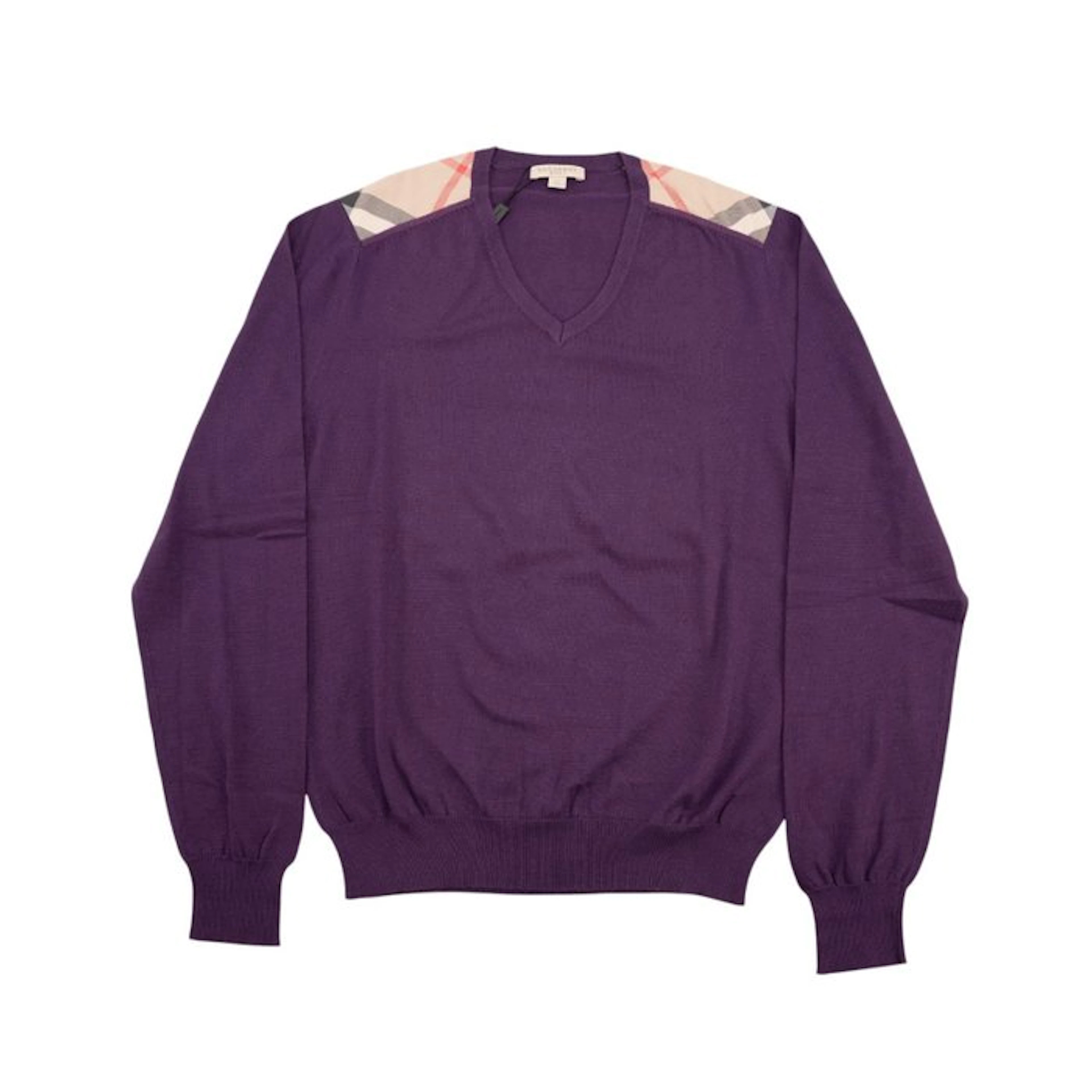 BURBERRY - Size S - Magenta Purple Sweater V-Neck 100%...