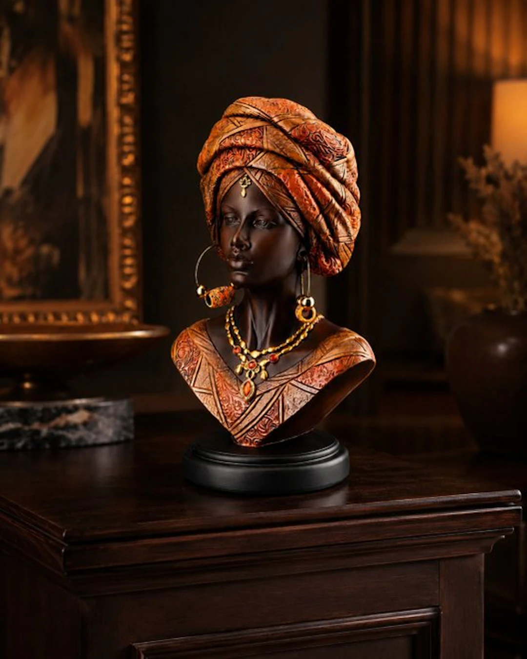 Bust, Elegante Afrikaanse vrouw – Gedetailleerd...