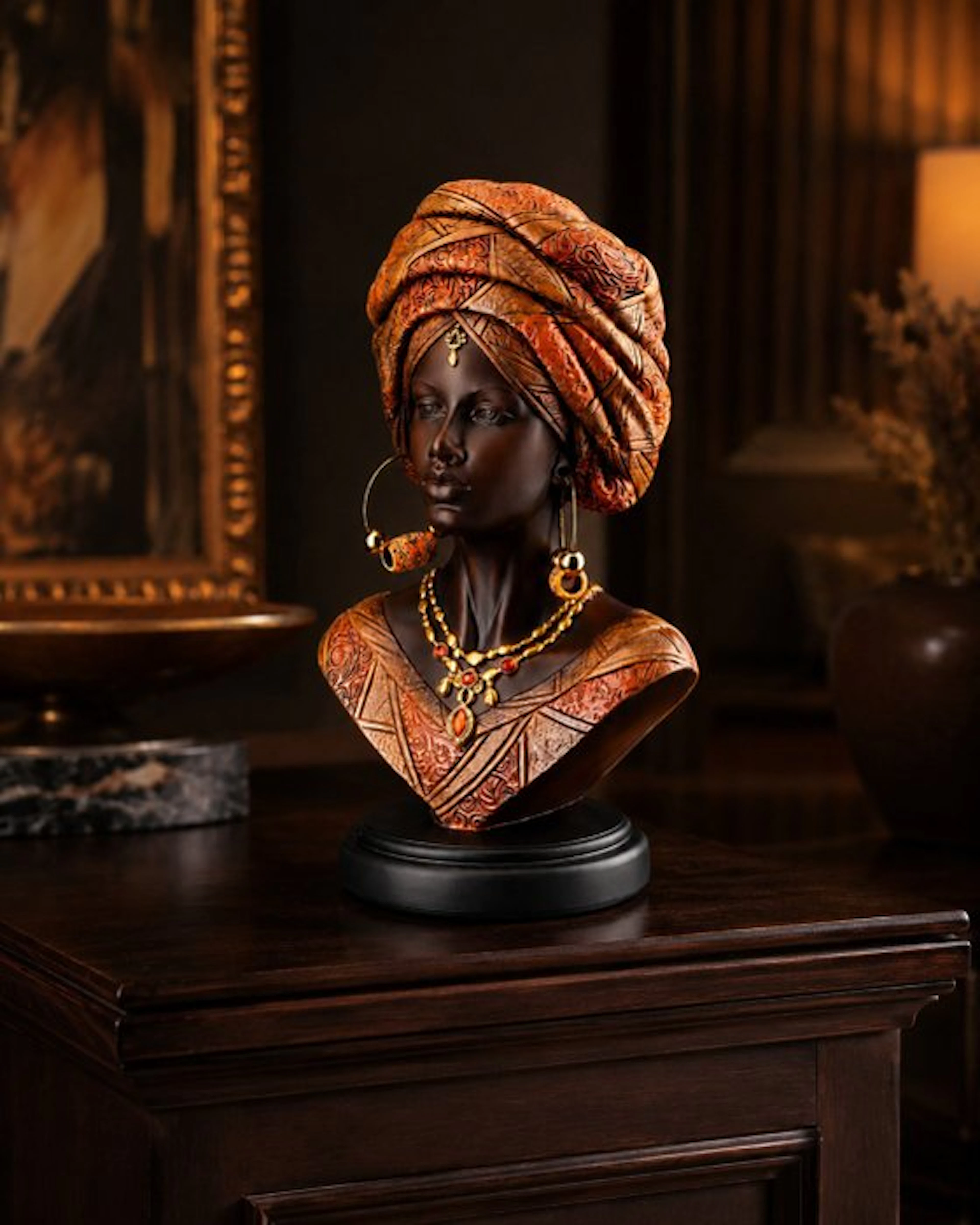 Bust, Elegante Afrikaanse vrouw – Gedetailleerd...