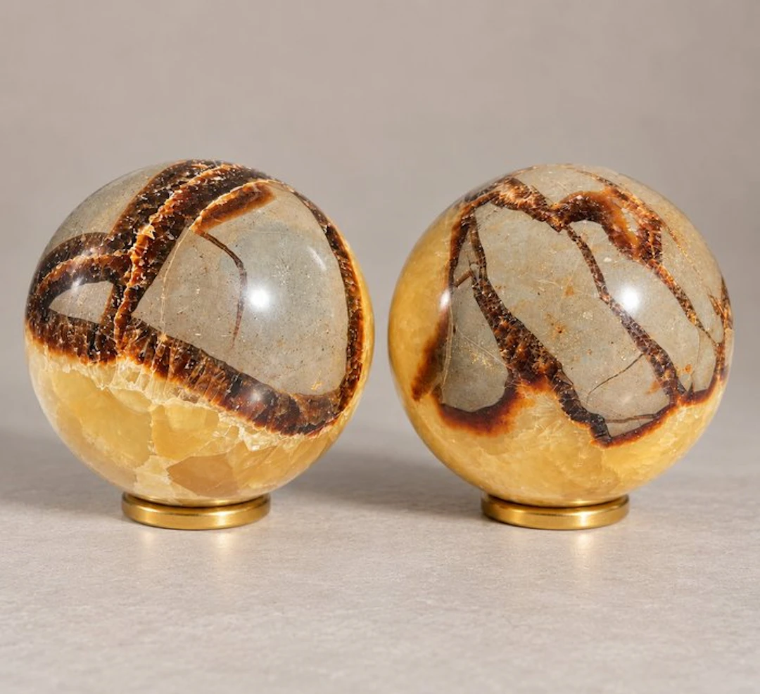 “Geometries of Nature” – 2 Septarian Spheres from...