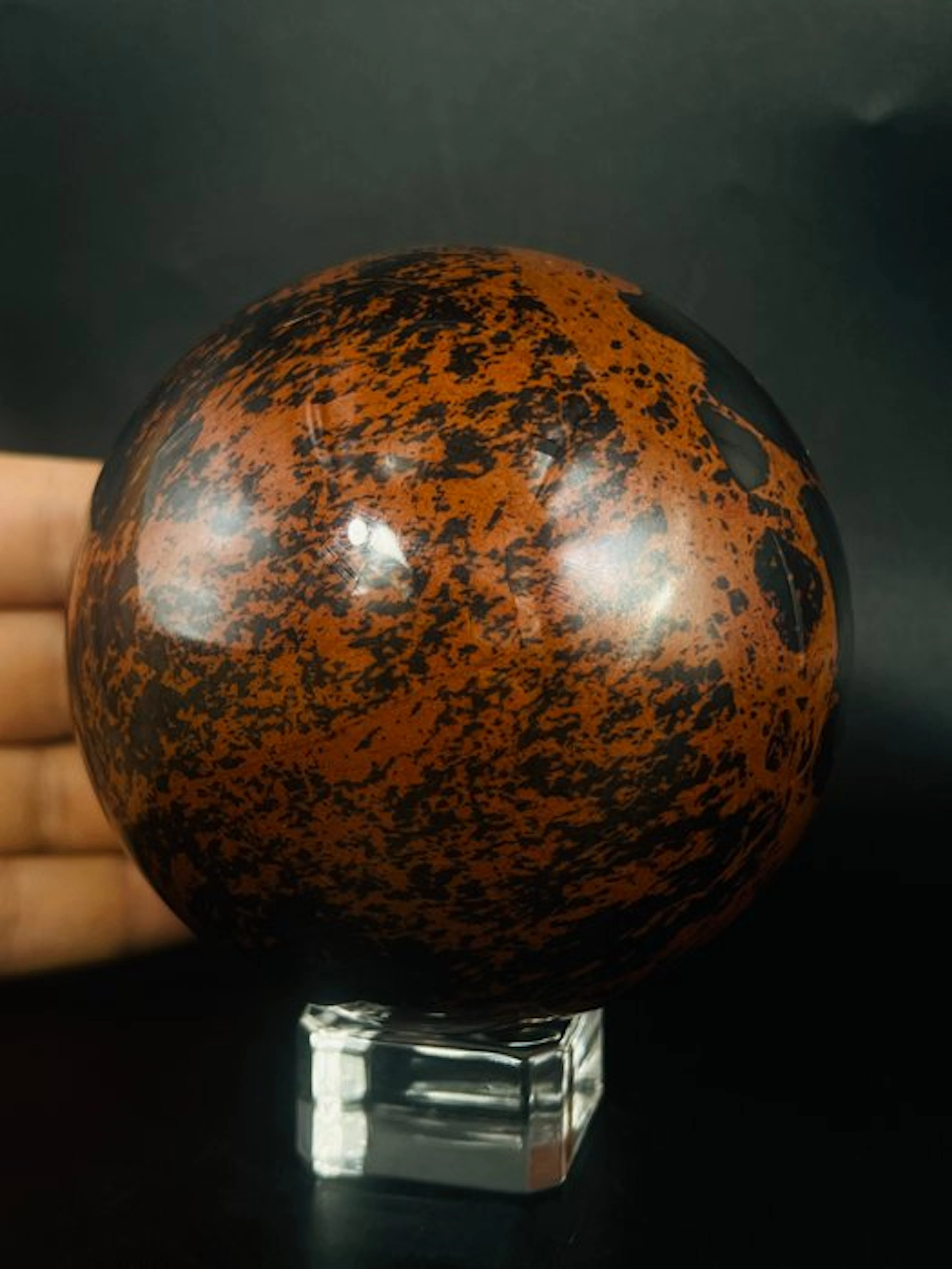 Radiant Mahogany Obsidian Sphere – Deep Earth Tones...