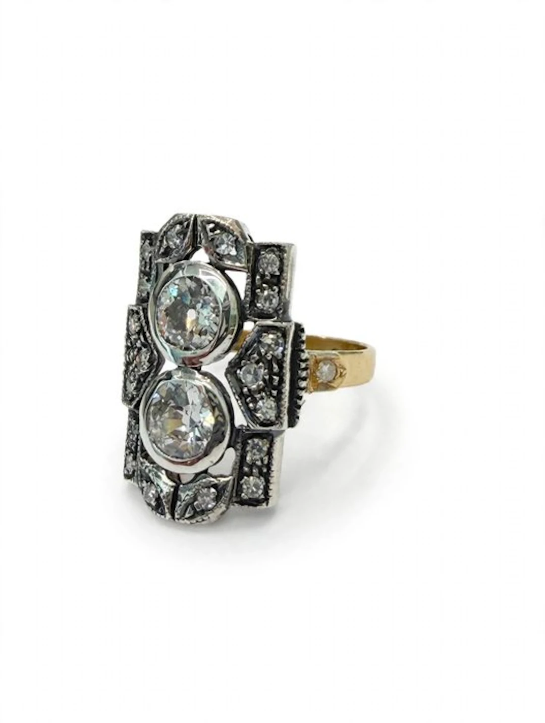 Ring - 18 kt. Yellow gold, Silver - 1.75ct. tw. Diamond (Natural) - Diamond