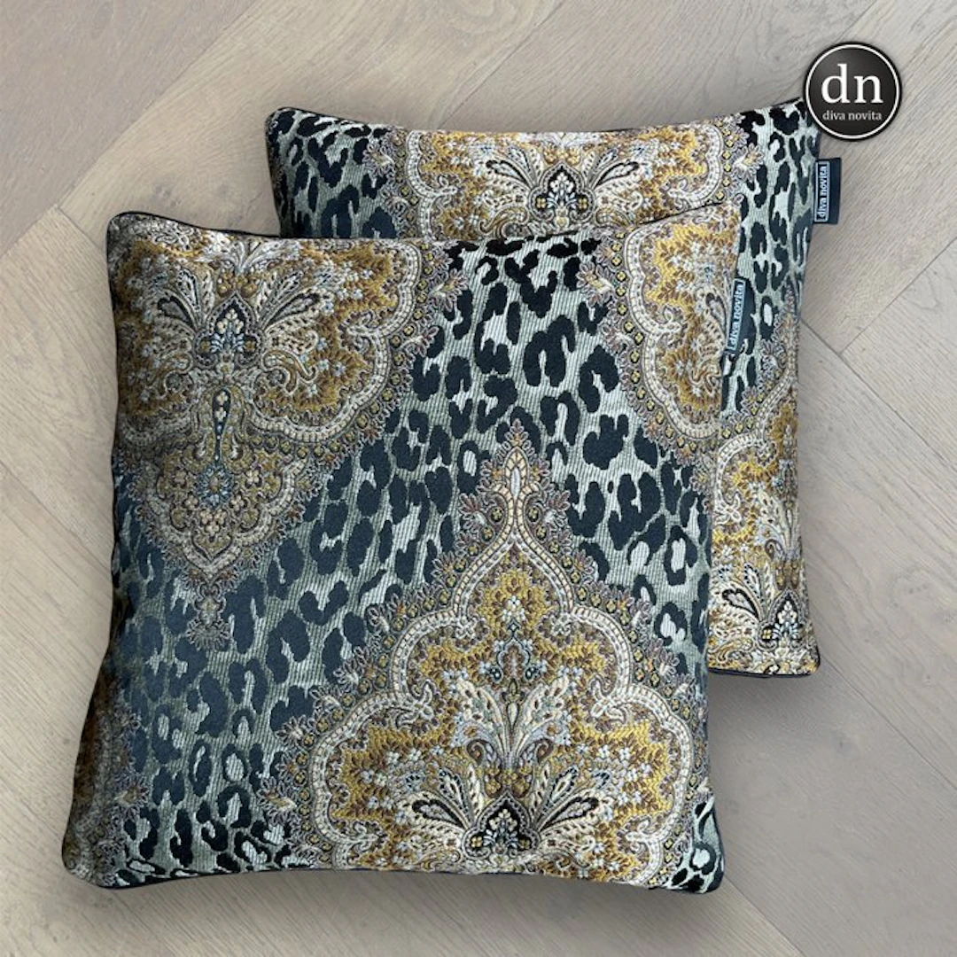 Enzo degli Angiuoni Brocaded Lampas Throw Pillows - Set...