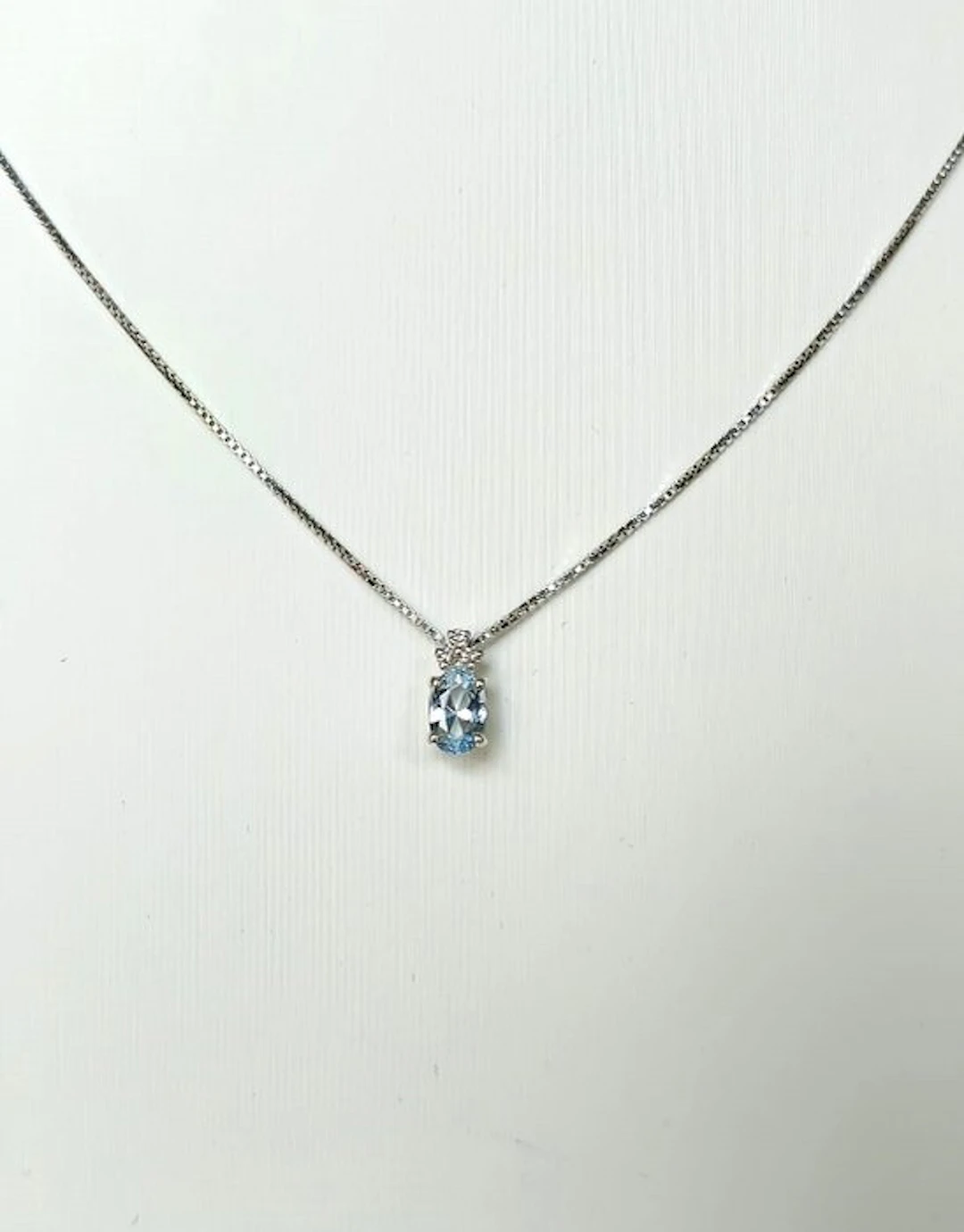 Necklace - 18 kt. White gold Aquamarine - Diamond