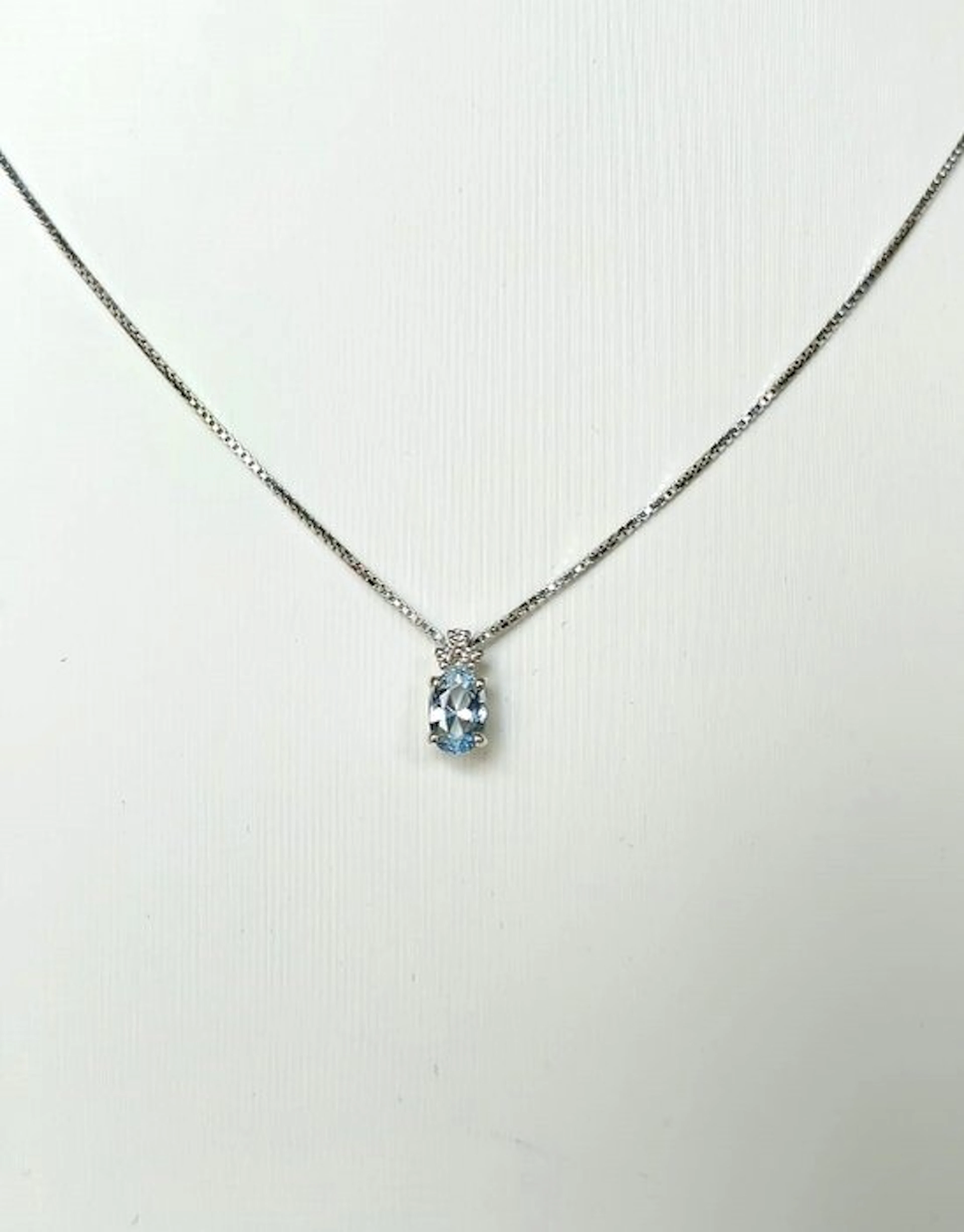 Necklace - 18 kt. White gold Aquamarine - Diamond