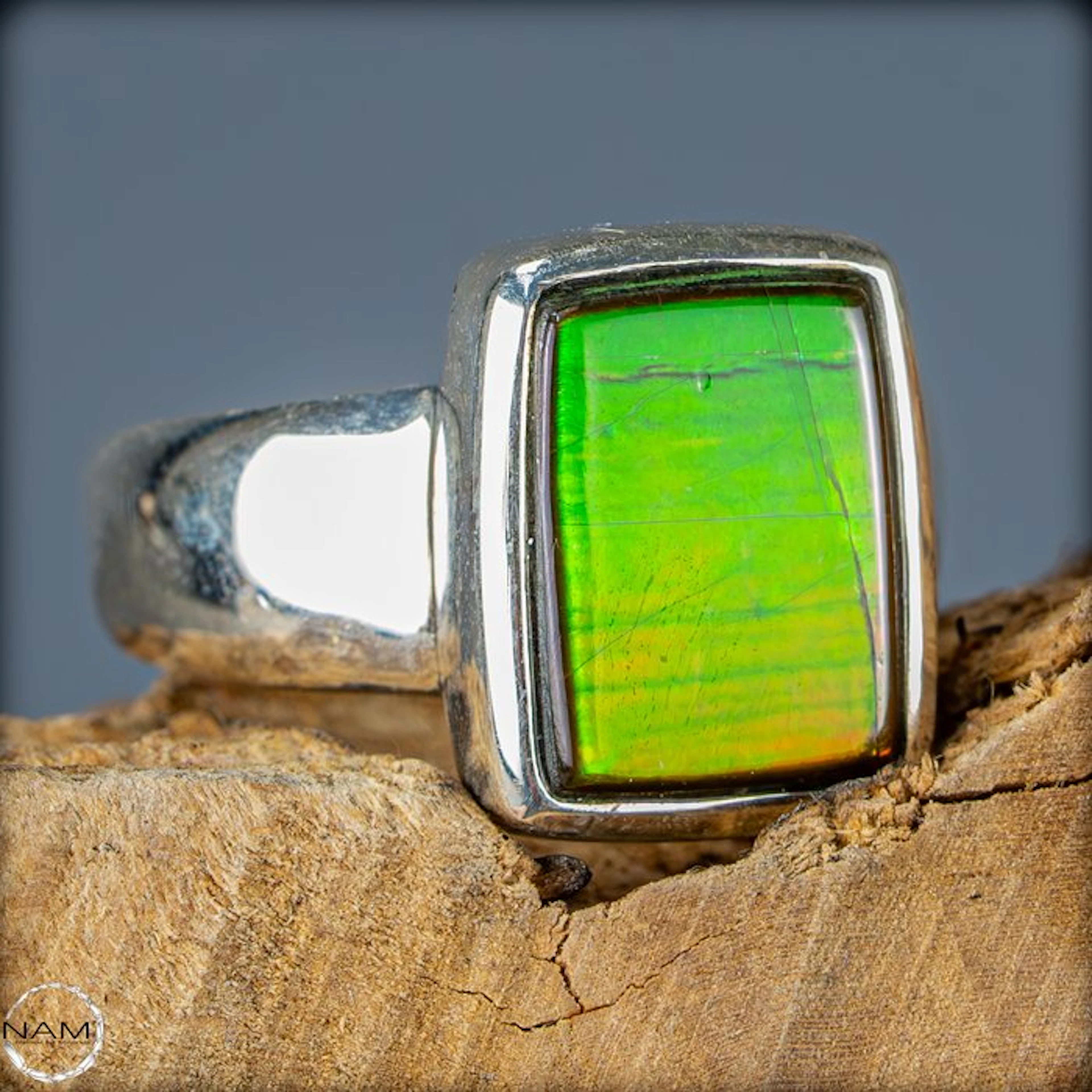 Natural Ammolite Ring 925 Silver 31.25 ct- 6.25 g