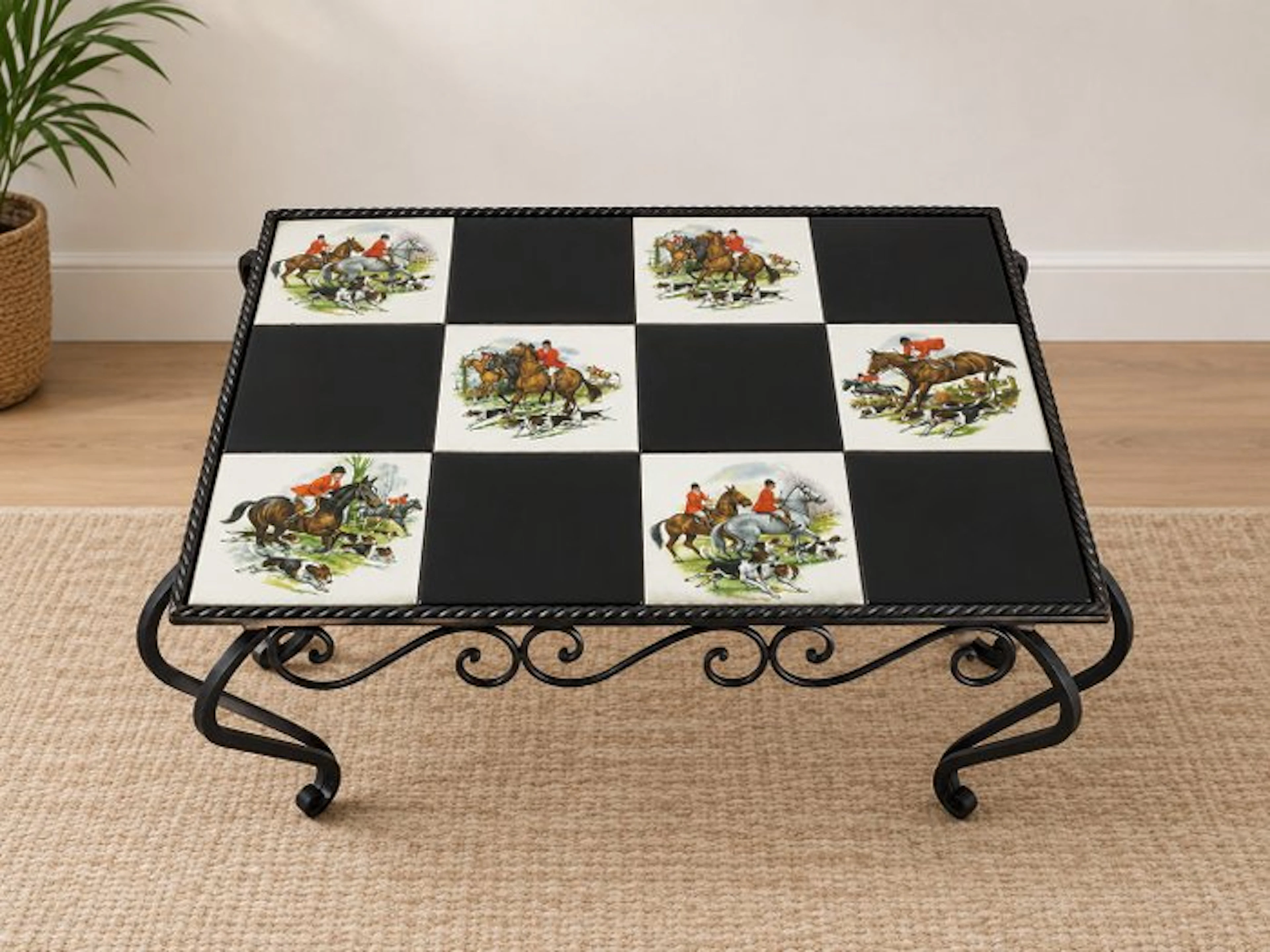 Coffee table - Mid-Century coffee table in wrought iron...