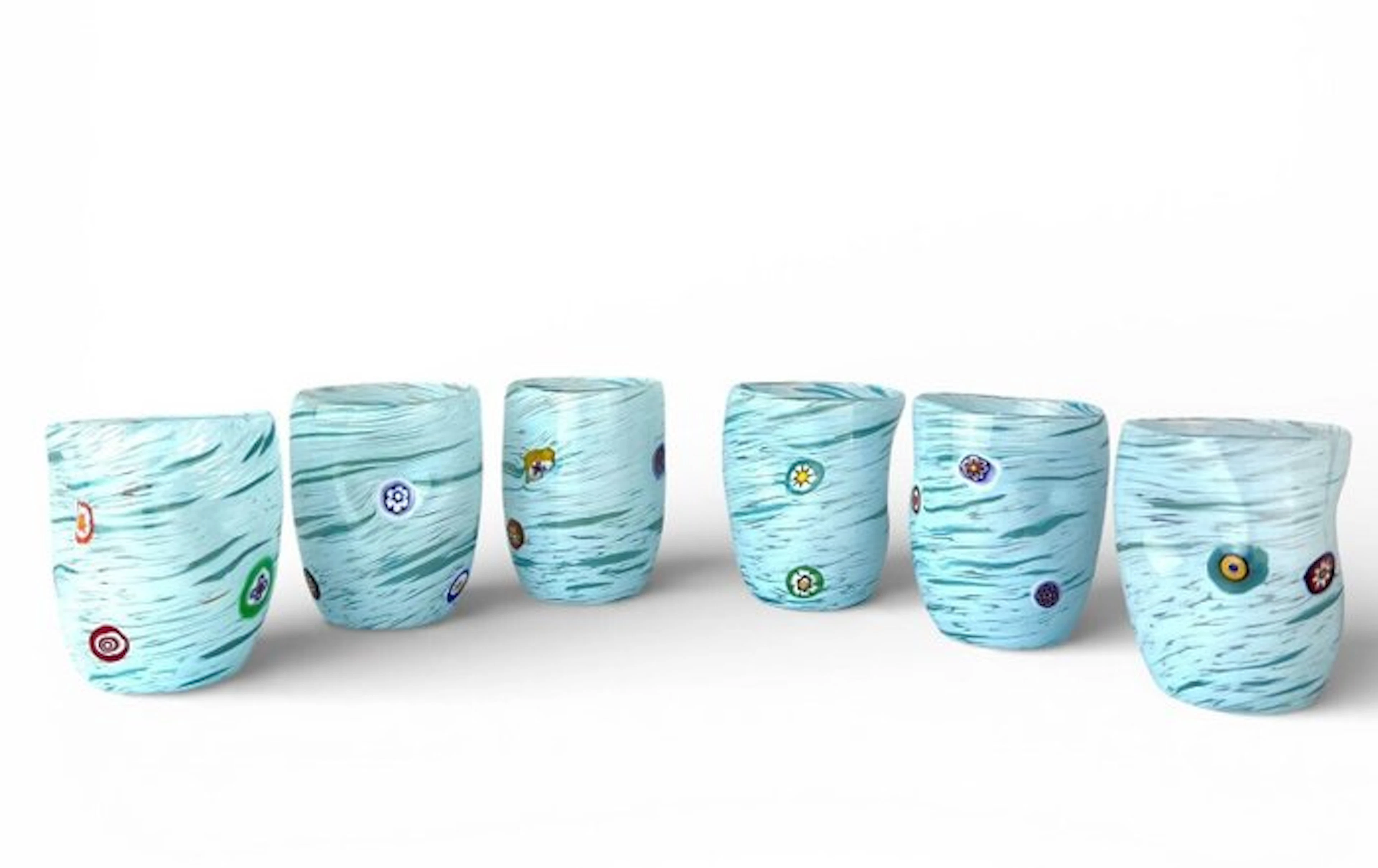 Drinking set for 6 (6) - Glass - Murano glassware set