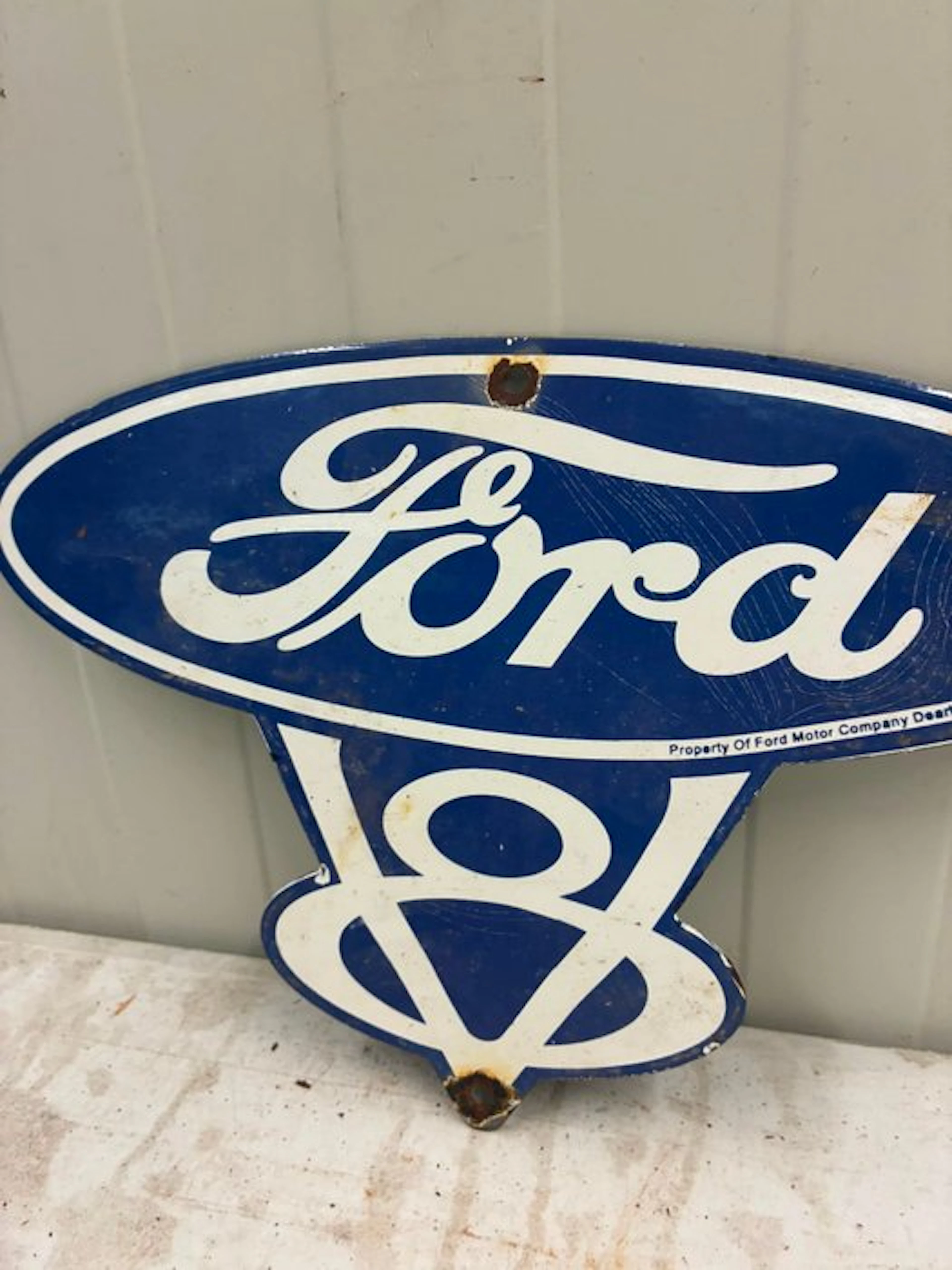 Vintage Ford V8 Genuine Parts Enamel Advertising Sign –...