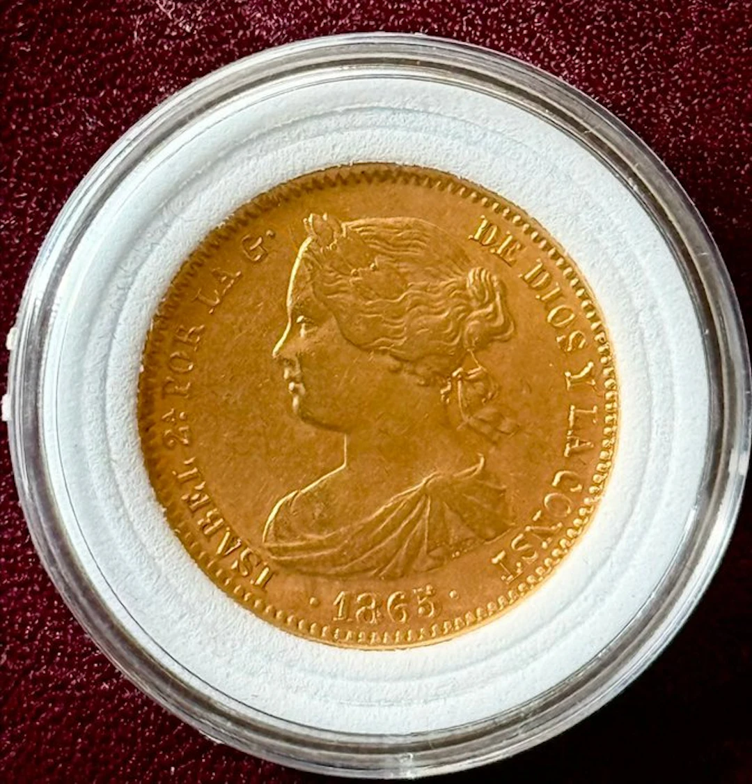 Kingdom of Spain. Isabel II. 10 escudos 1865 - Madrid (No reserve price)