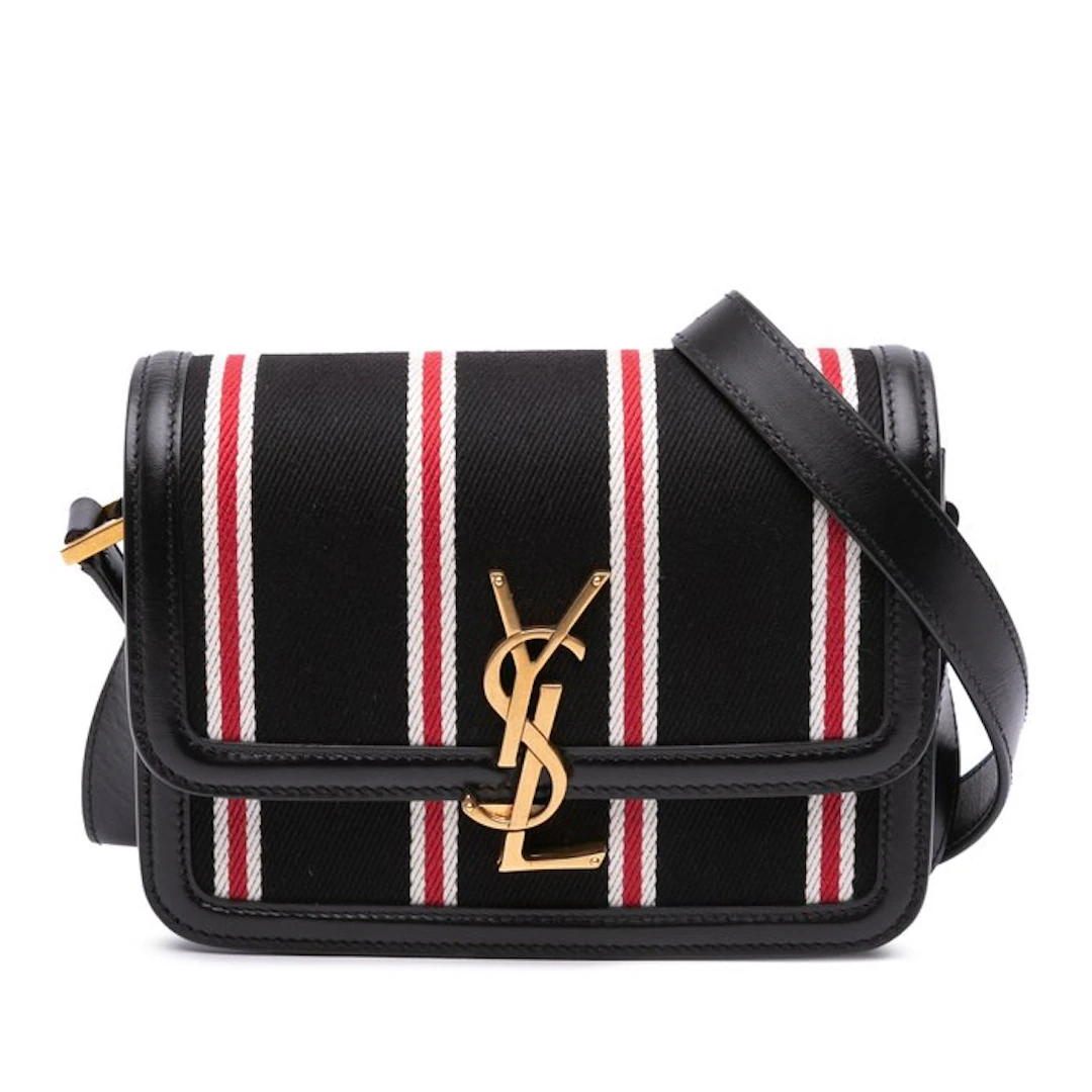 Saint Laurent - Small Canvas Striped Solferino Satchel In Box - Bag