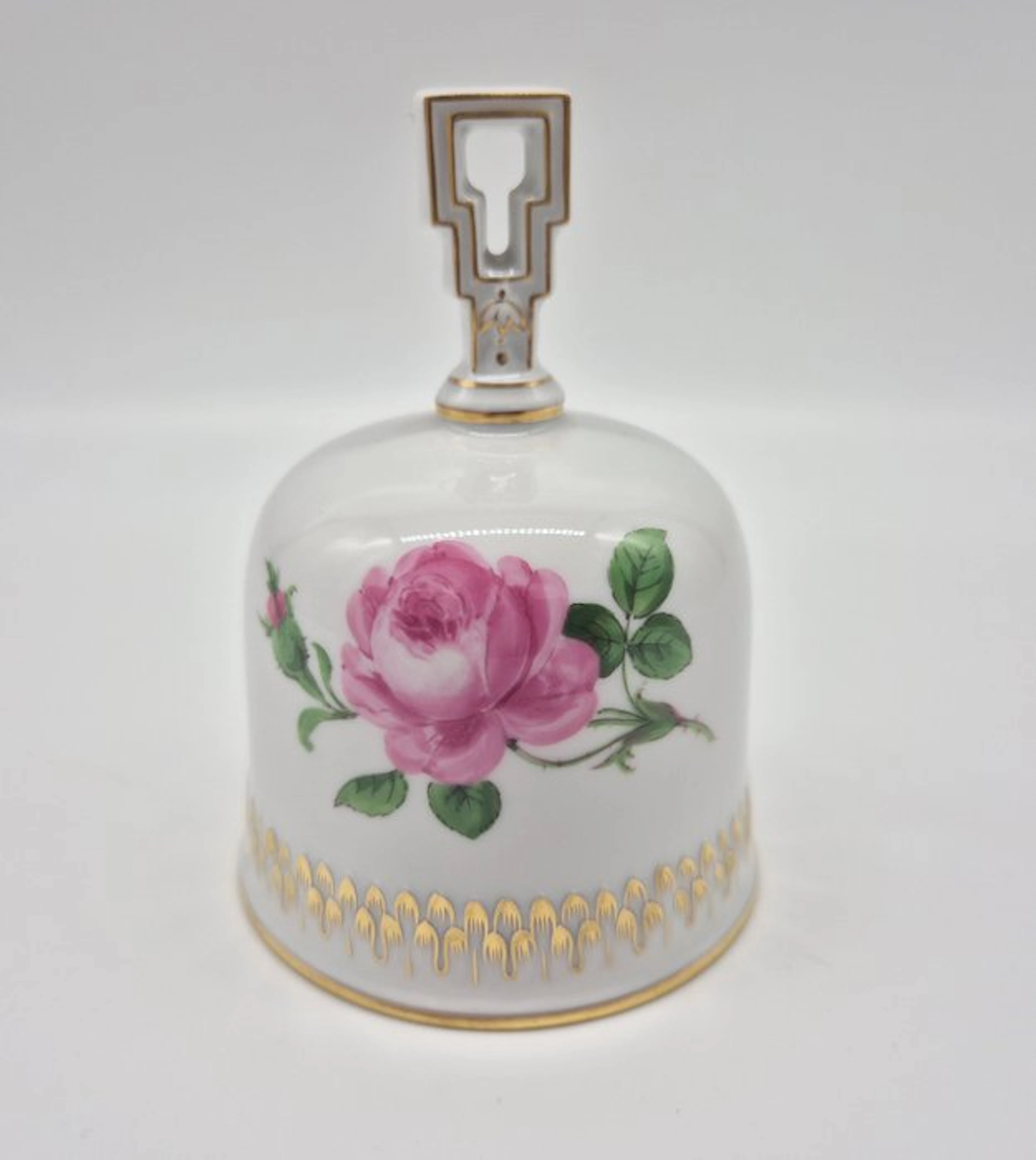 Call bell - Meissen, Tischglocke Rote Rose und Goldstaffage, 1. Wahl - Germany