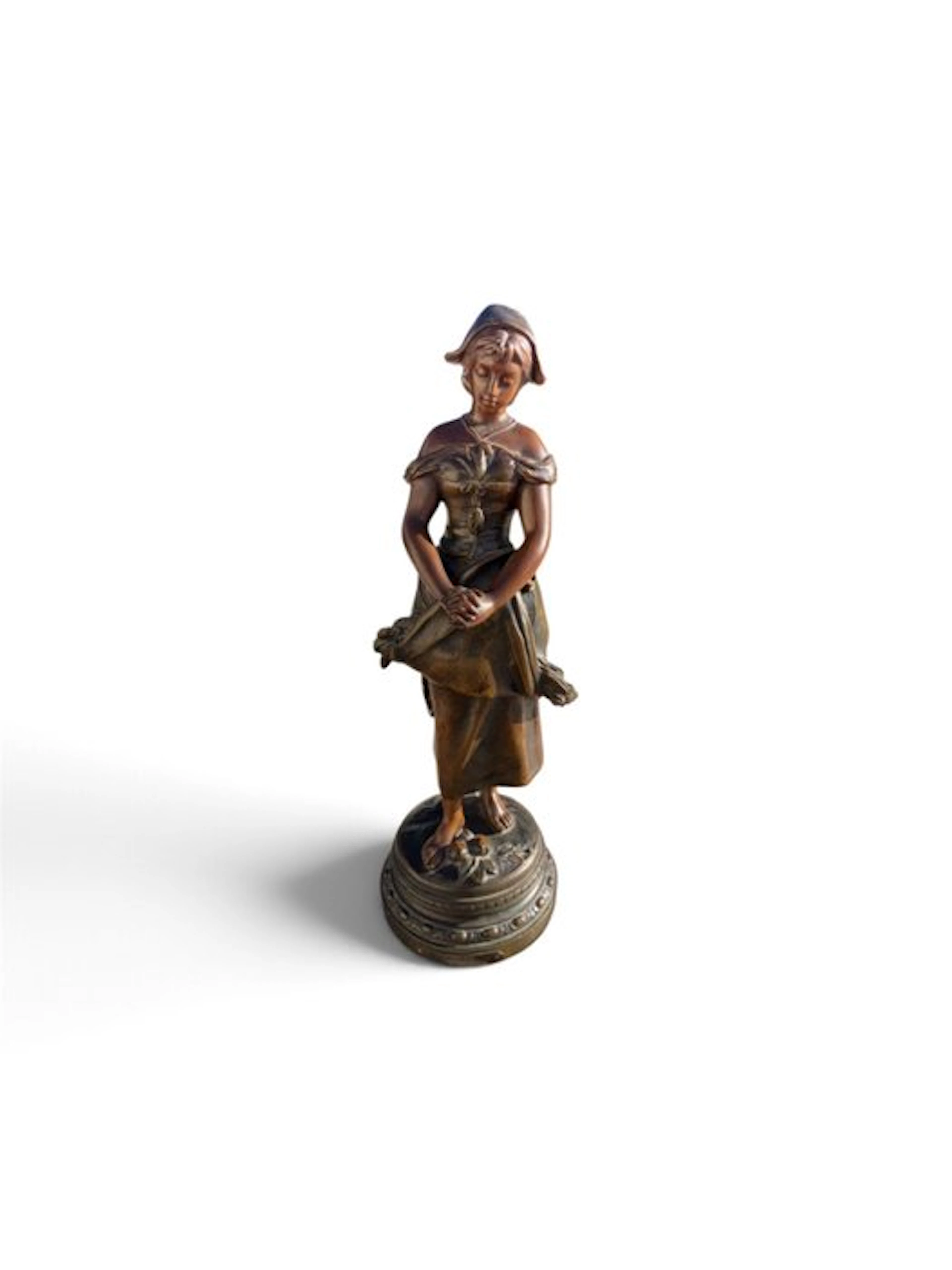 Adrien Etienne Gaudez (1845-1902) - Statuette, L'ANGÉLUS - 32 cm - Spelter