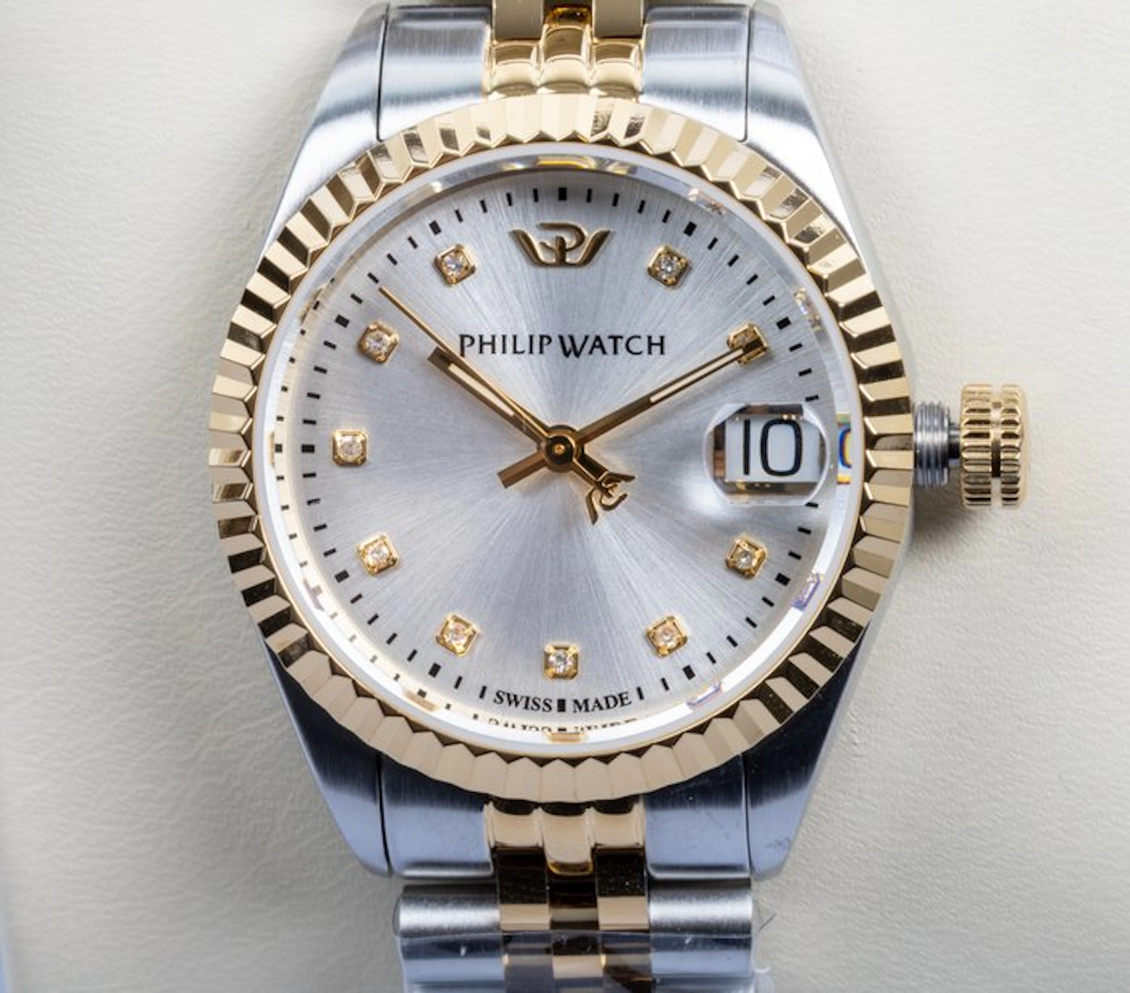 Philip Watch - Caribe Urban - Date - Silver - Diamonds...
