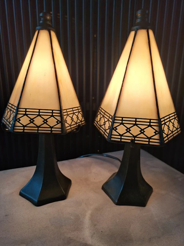 Art de France - Set Tiffany stijl tafellampen glas in...