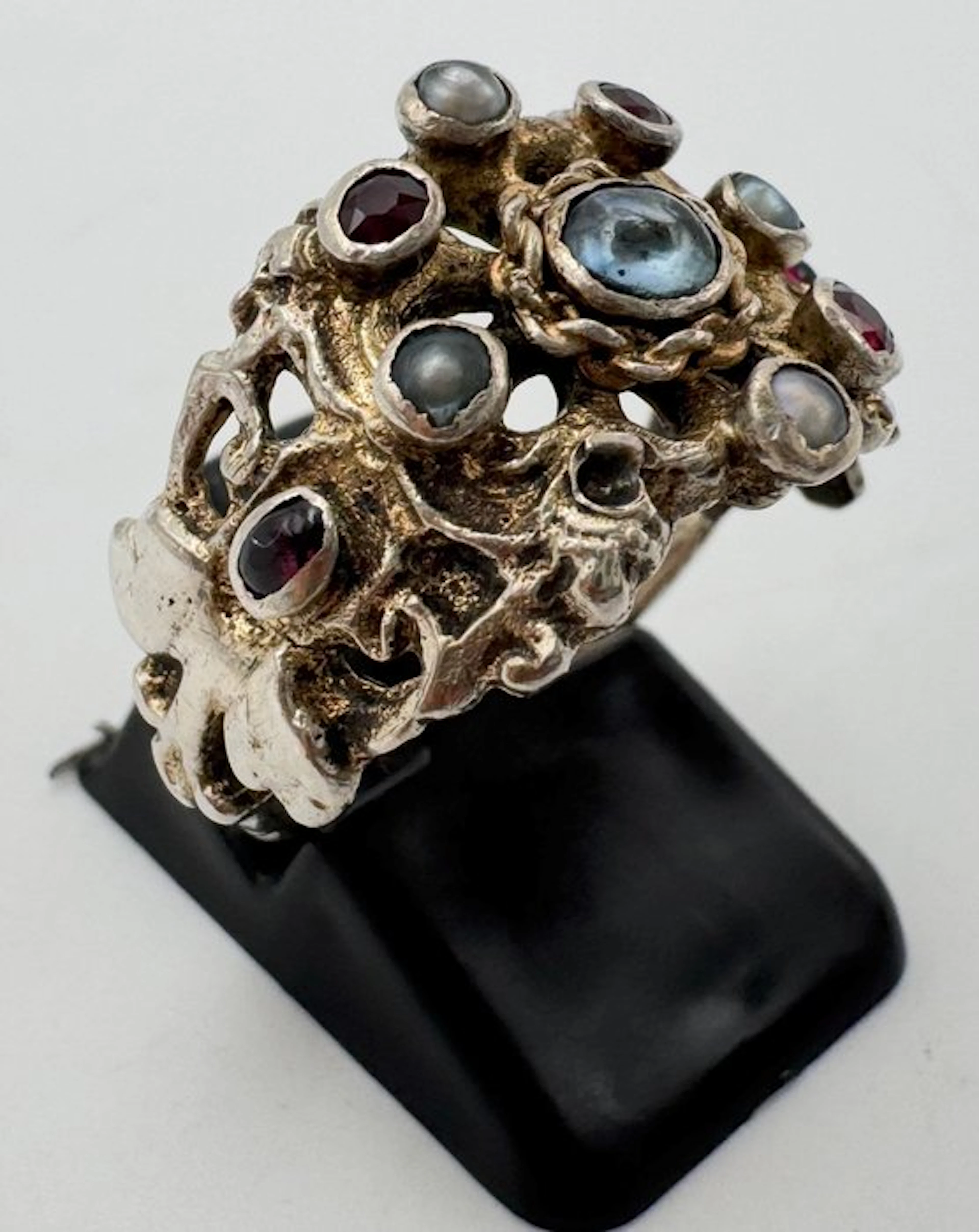 No reserve price - Ring Silver - Garnet