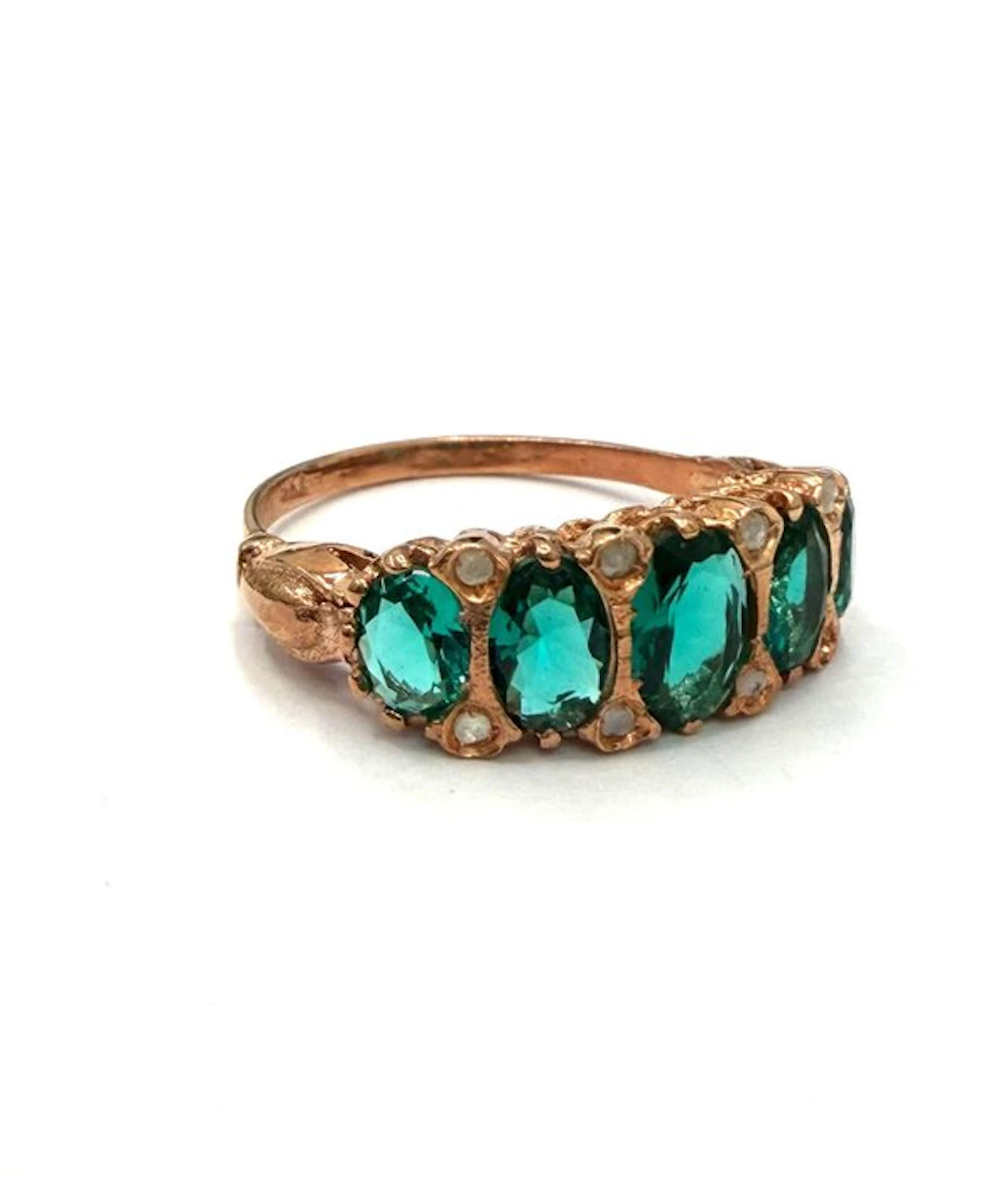 No reserve price - Ring - 9 kt. Rose gold, Silver Spinel - Diamond