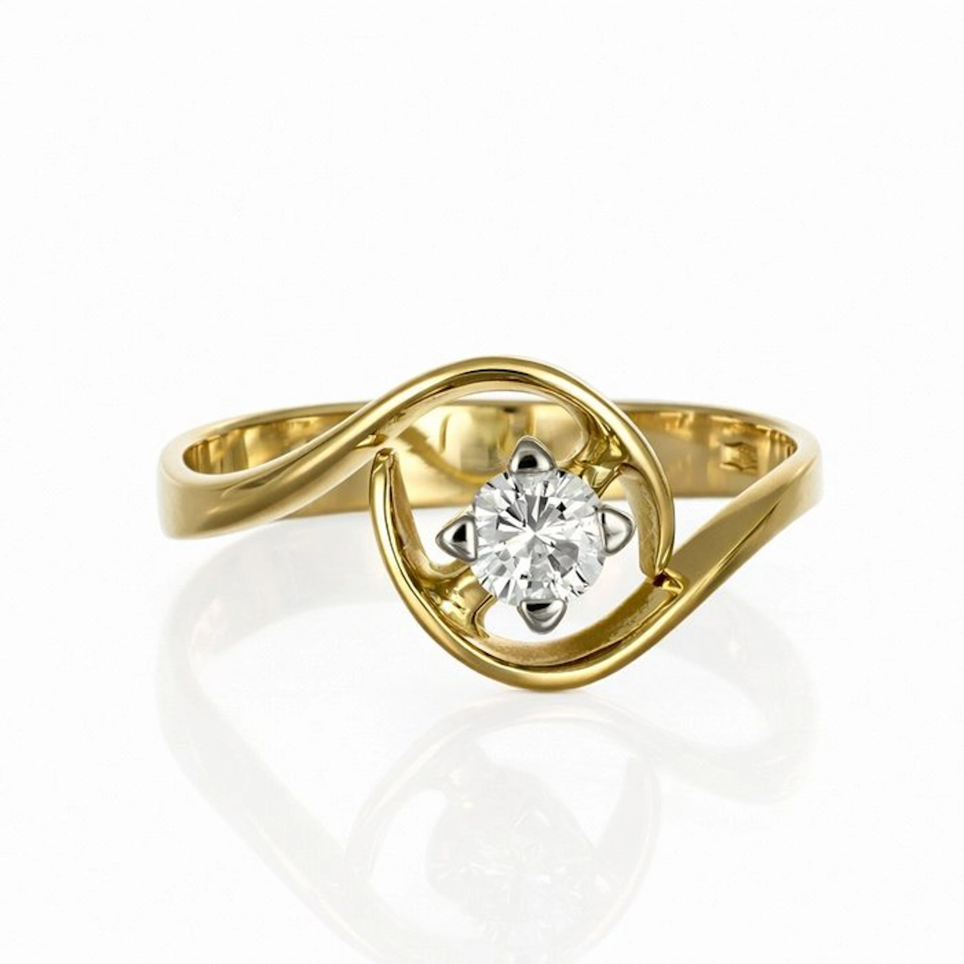 Ring - 18 kt. White gold, Yellow gold - 0.28ct. tw. Diamond (Natural)