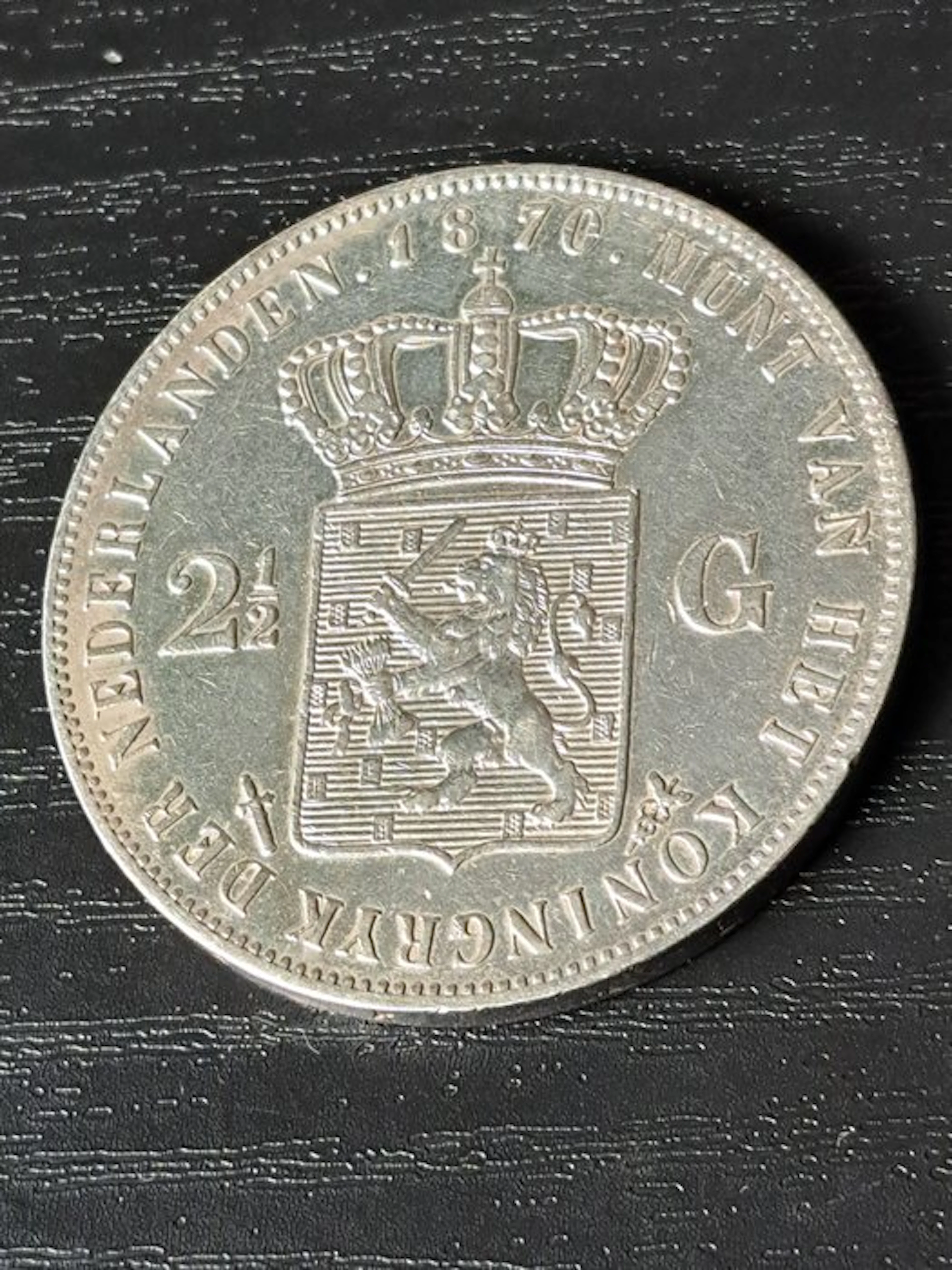 Netherlands. Willem III. 2 1/2 Gulden 1870 Prima+/UNC (No reserve price)