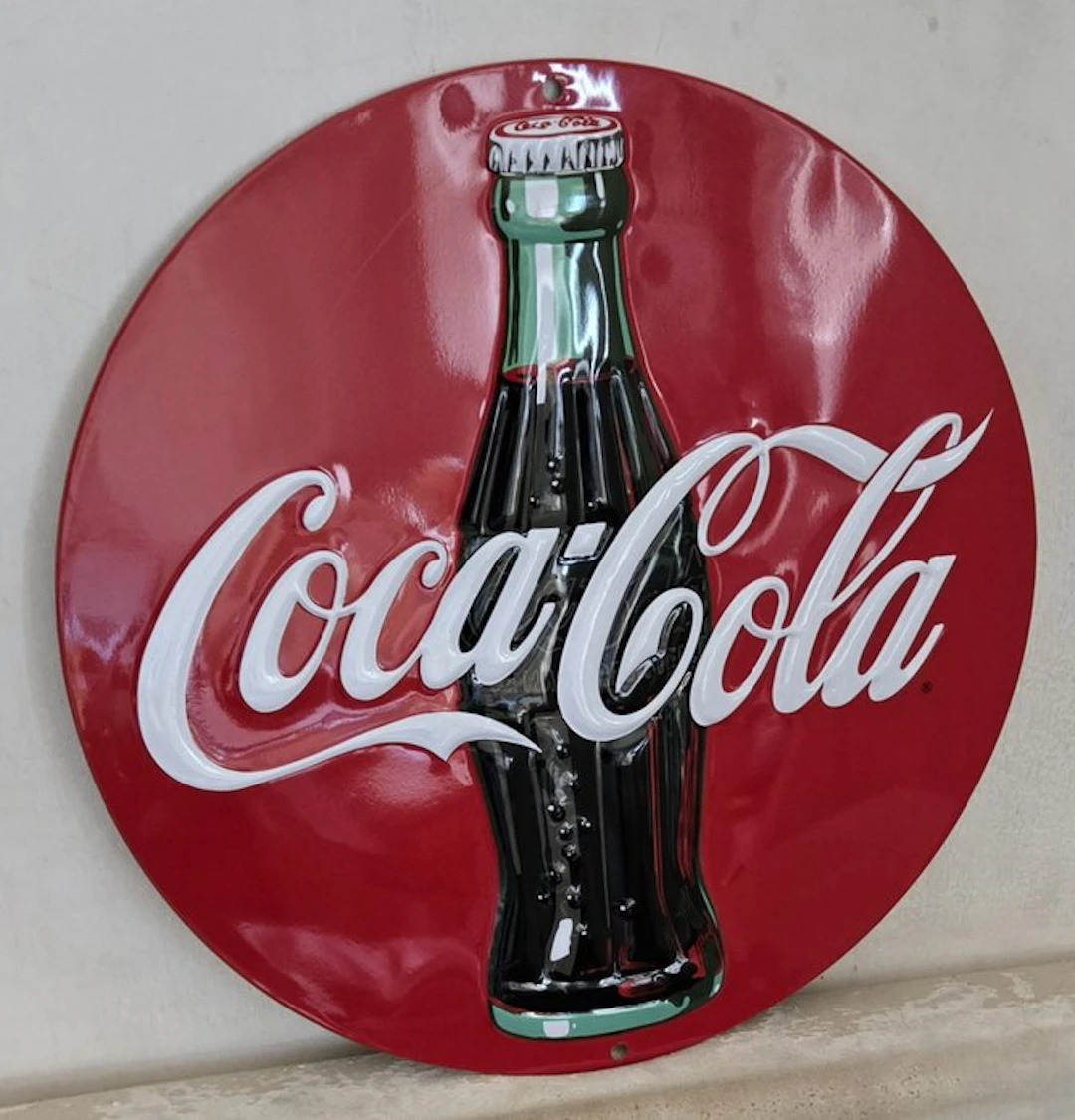 Coca-Cola - Coca-Cola enamel sign - Coca-Cola - Enamel sign - Steel, Aluminium