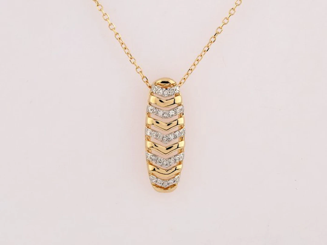 Necklace with pendant - 14 kt. Yellow gold - 0.08ct. tw. Diamond (Natural)