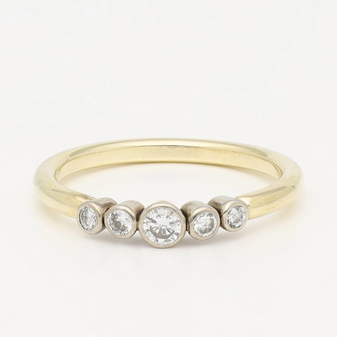 Ring - 14 kt. Yellow gold, White gold Diamond (Natural)