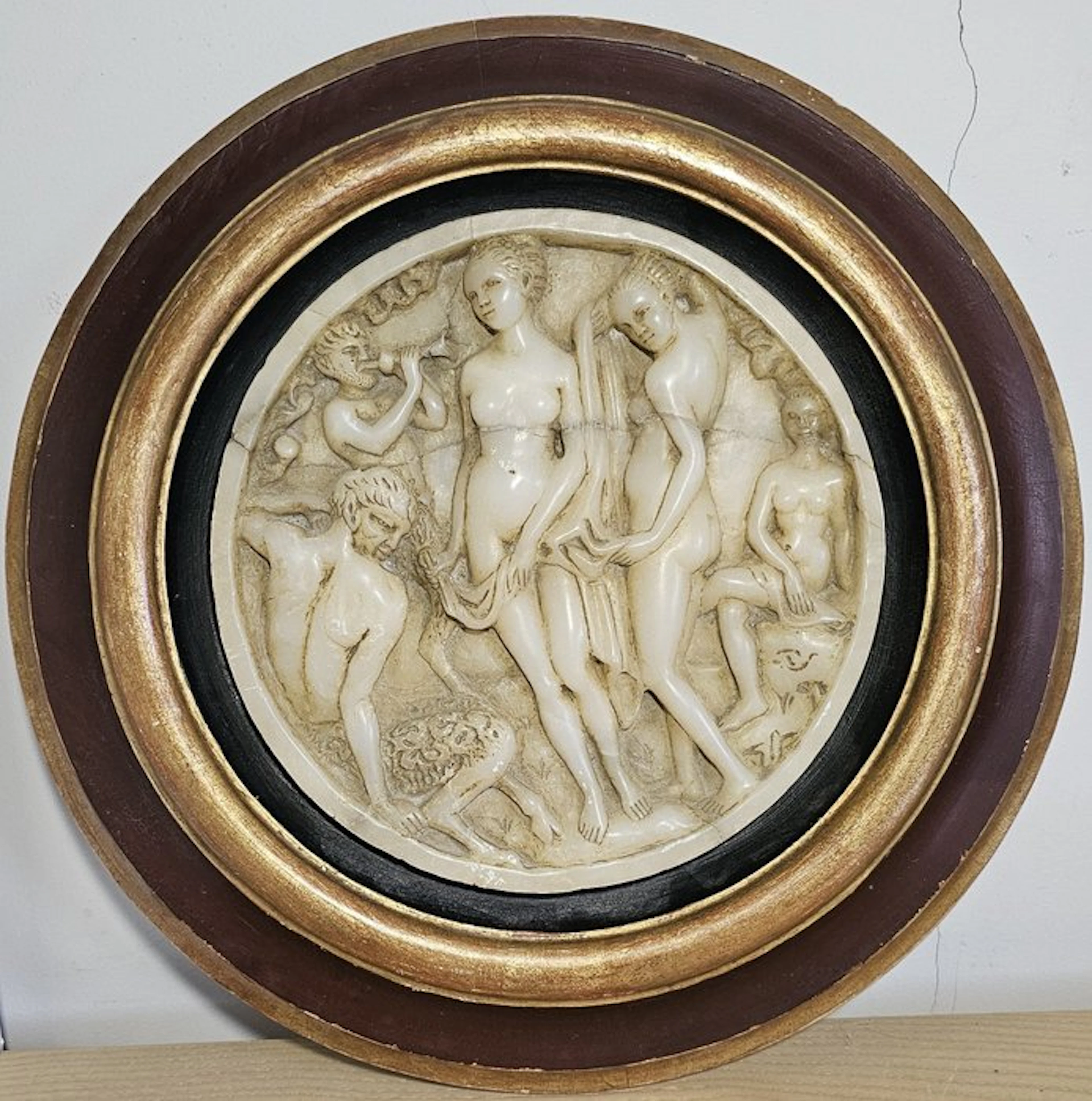 Relief, Tondo Scène Mythologique XIXe - 43 cm - Alabaster