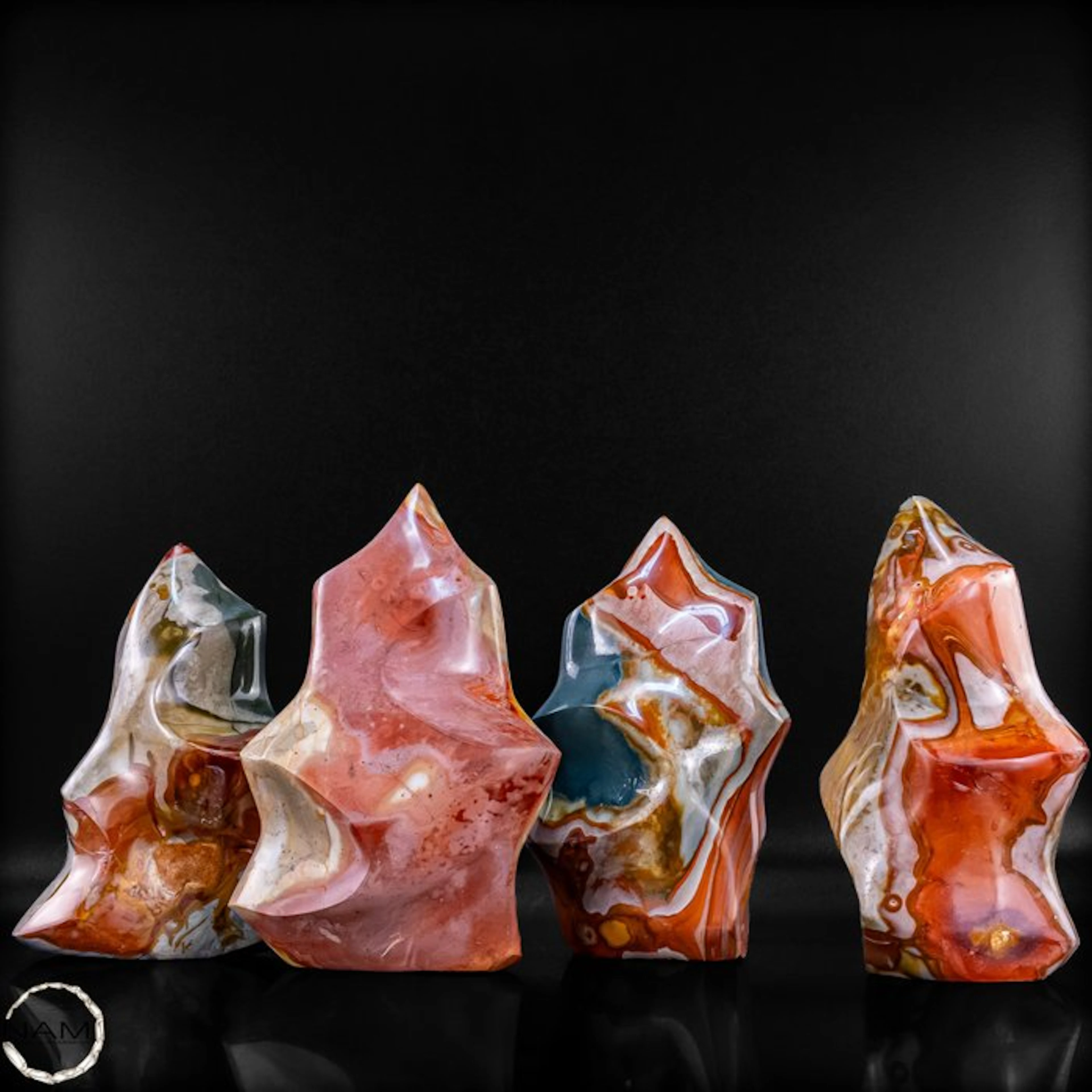 Polychrome Jasper Flame Set from Madagascar – Four...