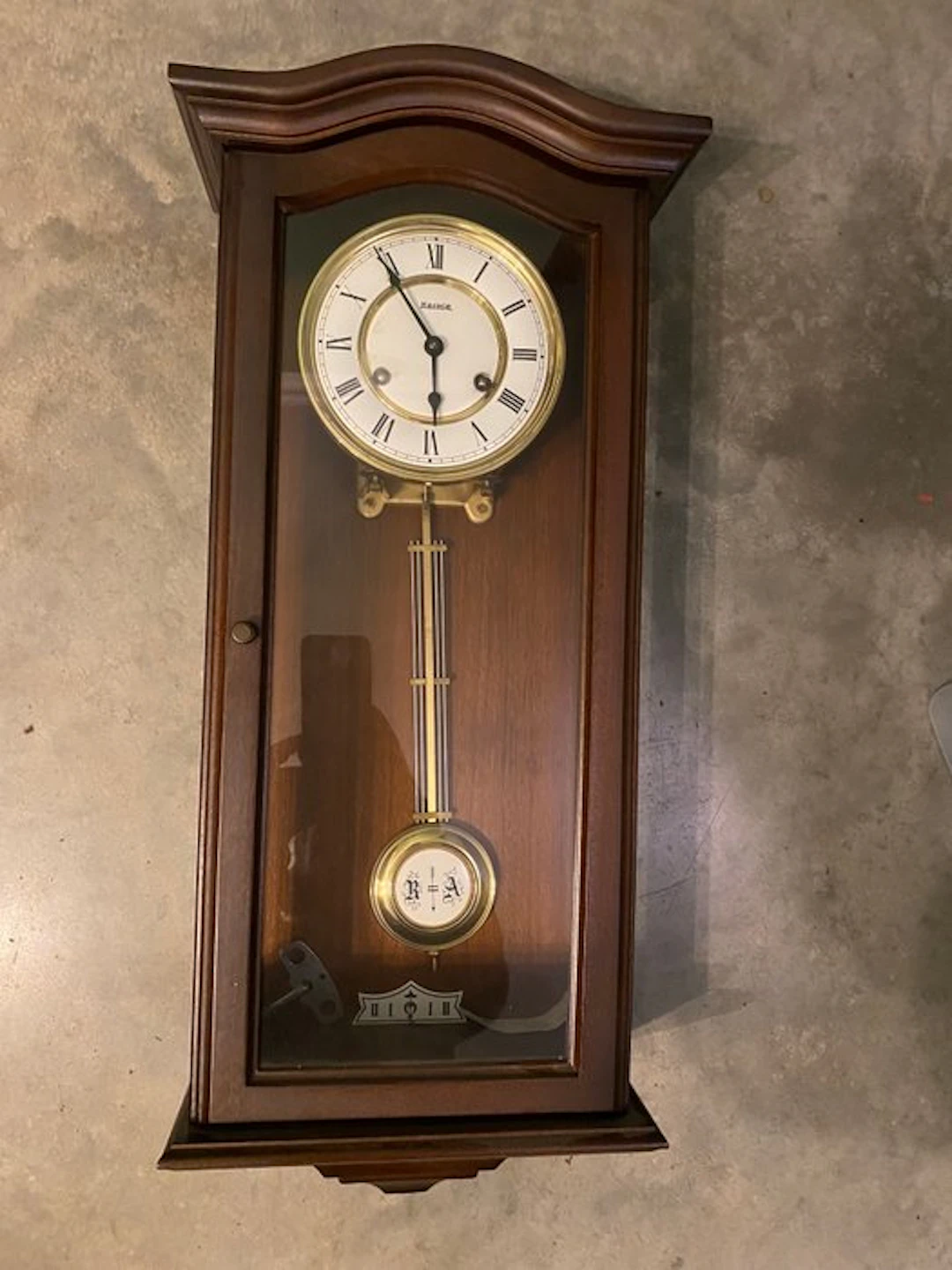 Box regulator clock - Wood, Glass, Brass - 1970-1980 - Hermle wall clock