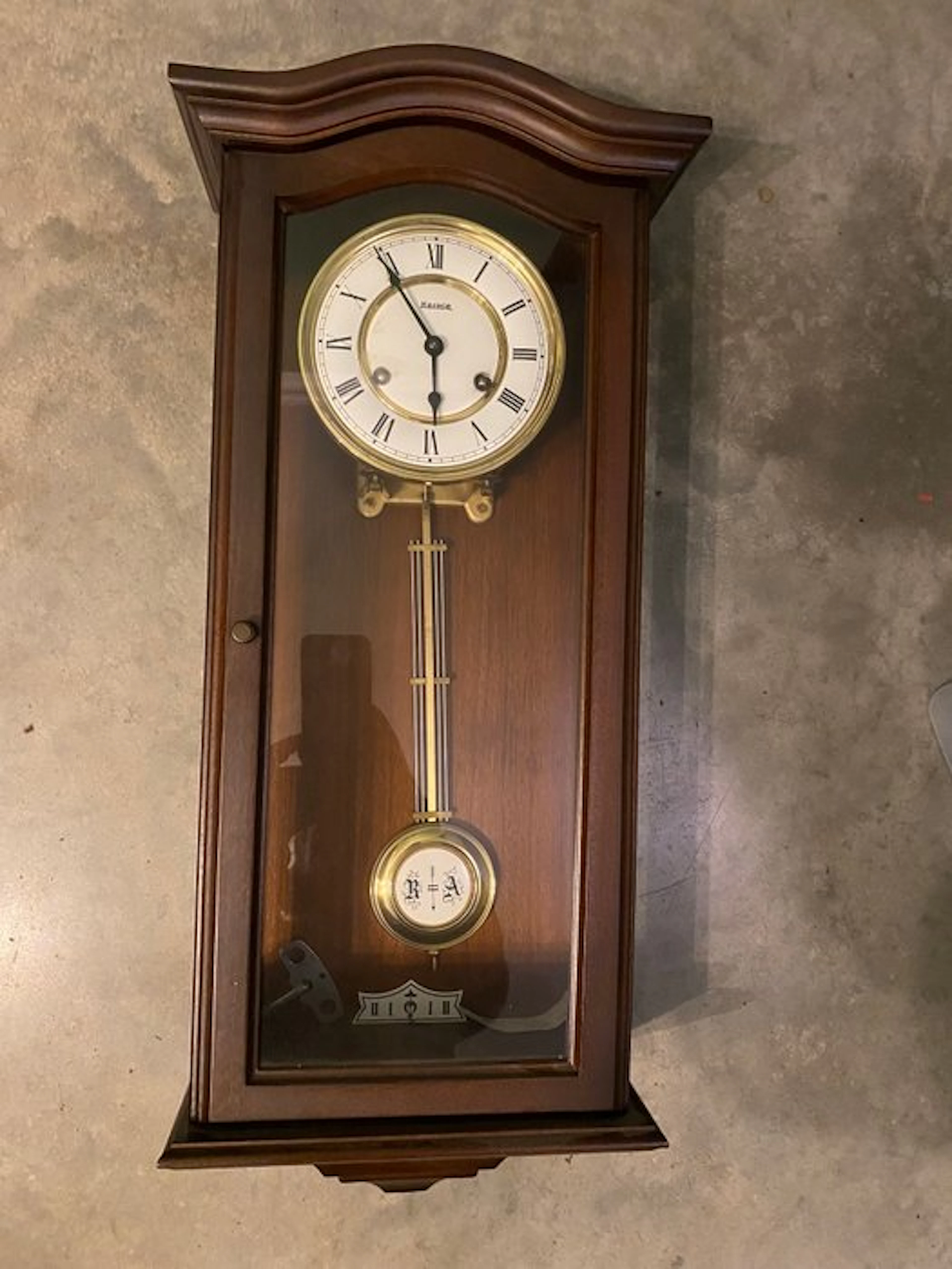 Box regulator clock - Wood, Glass, Brass - 1970-1980 - Hermle wall clock
