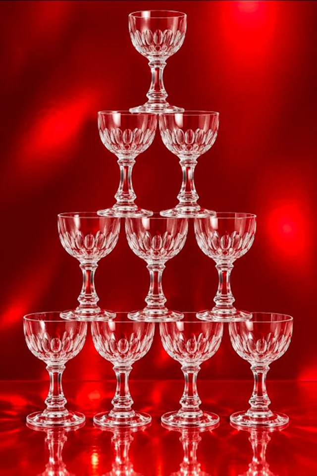 Val Saint Lambert - Drinking service - Derby - faceted crystal - 11