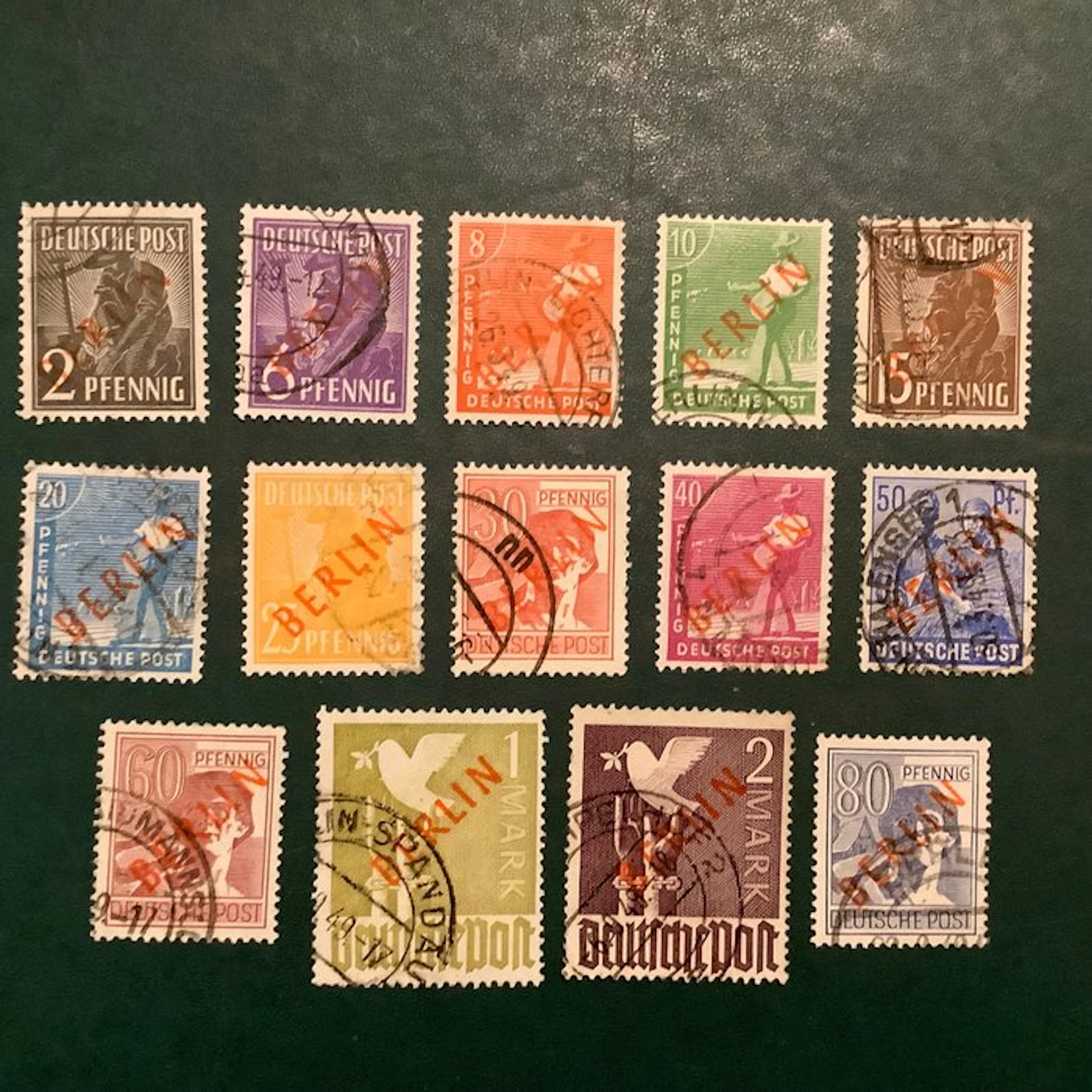 Berlin 1949 - Red overprint (U) - Michel 21/34