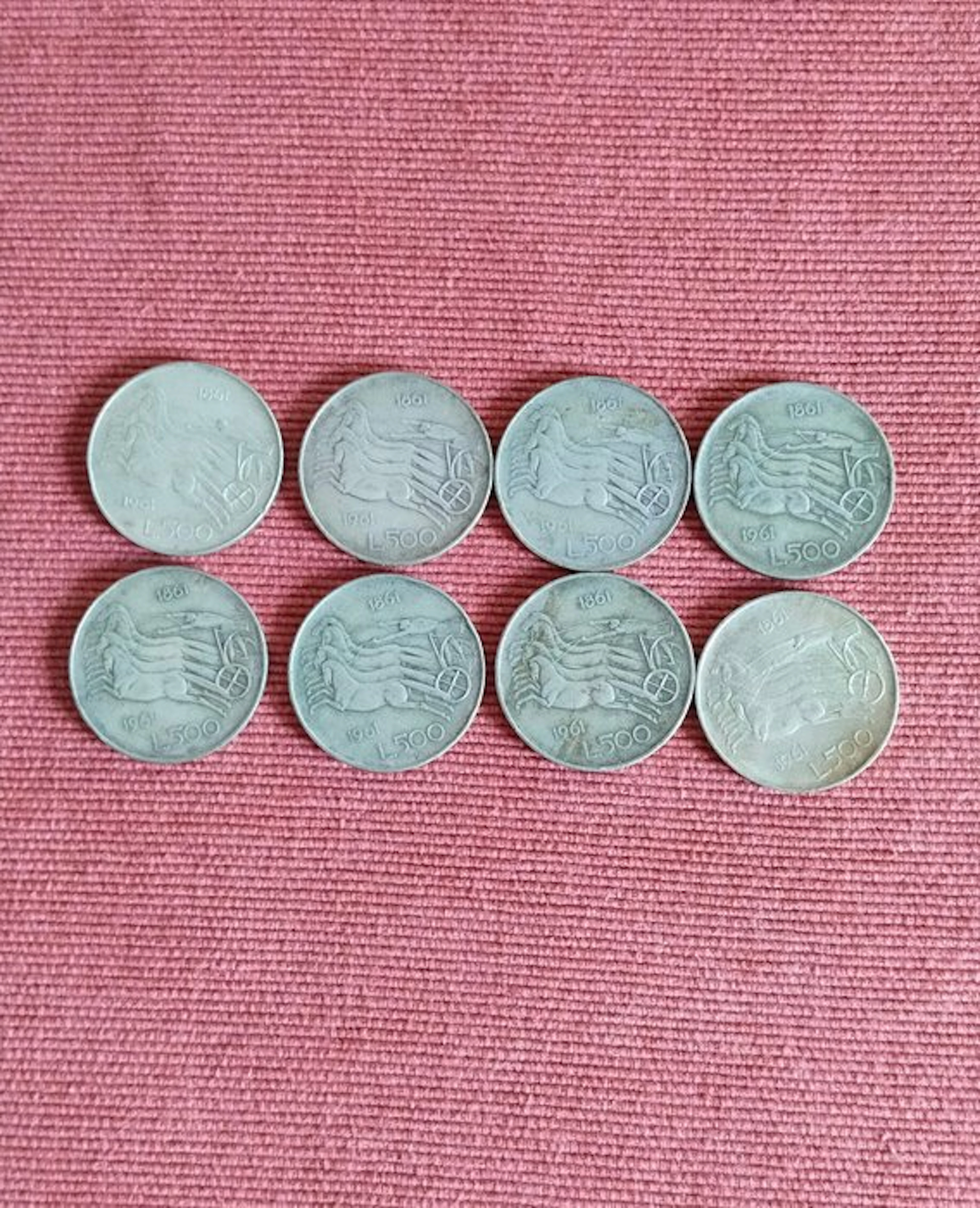 . Italy 500 Lire argento (8 monete) (No reserve price)