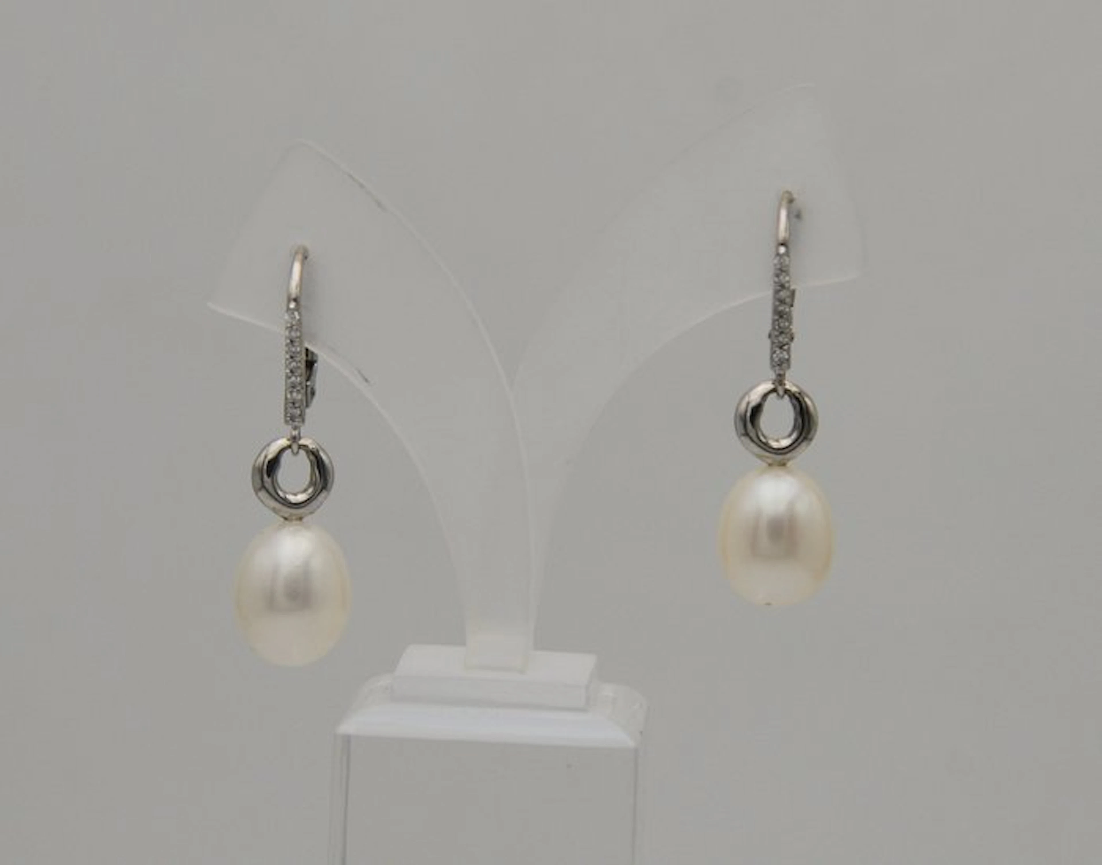 Earrings - 18 kt. White gold Diamond (Natural) - Pearl