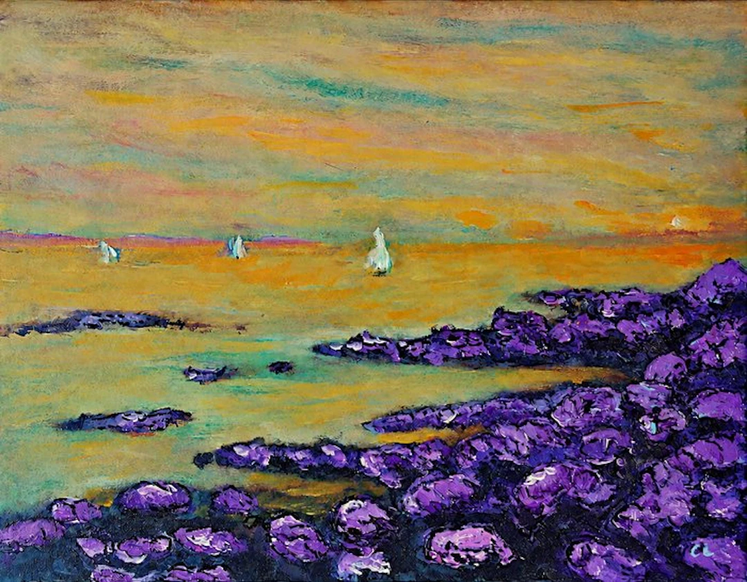 Marine bretonne - La Côte Sauvage au soleil couchant