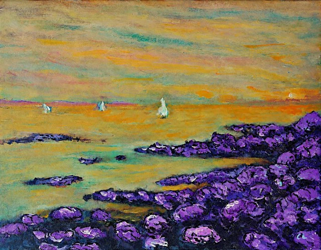 Marine bretonne - La Côte Sauvage au soleil couchant