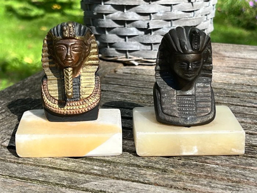 Figurine - 2 x bronzen buste / presse papier /...